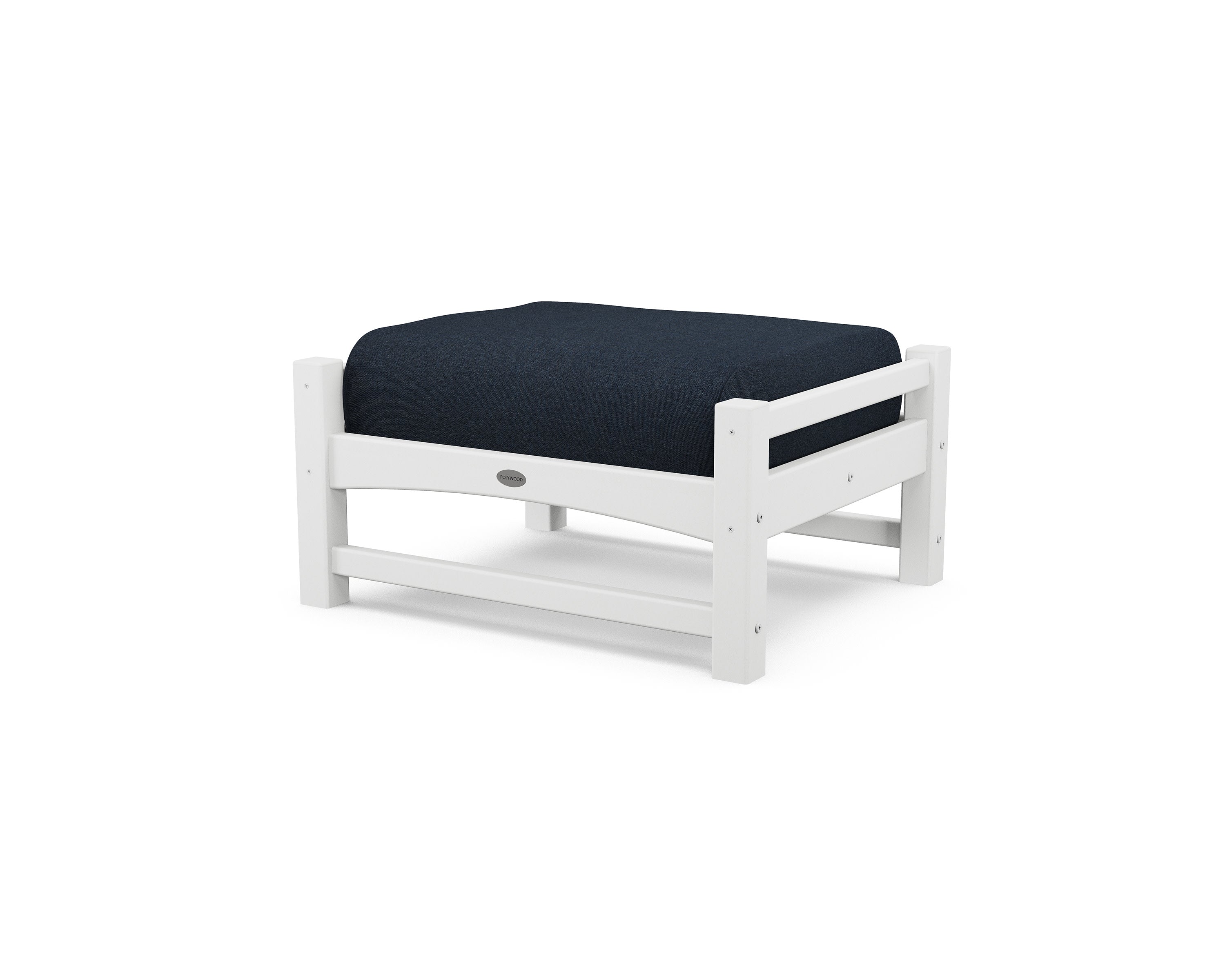 Club Ottoman in White / Marine Indigo