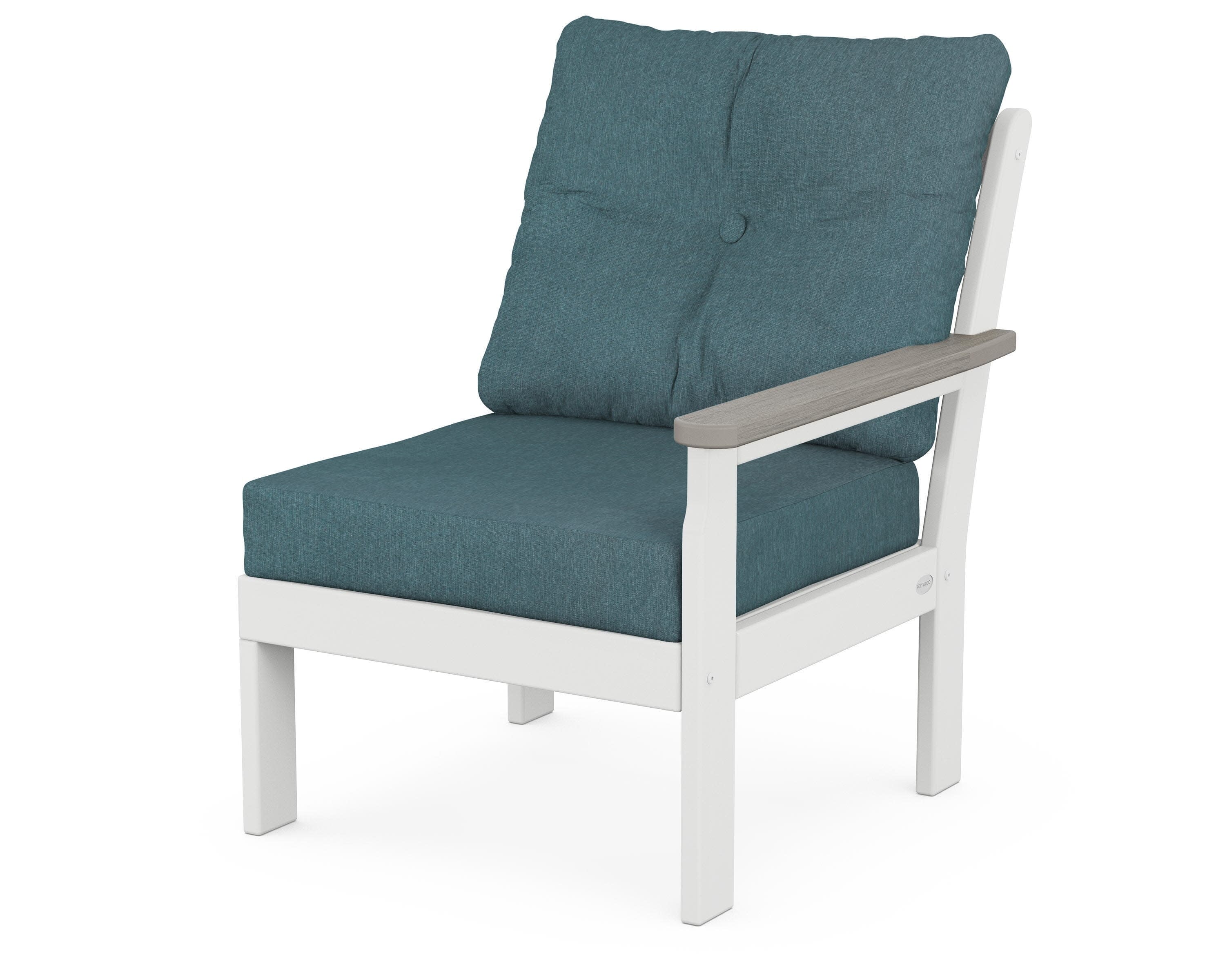 Vineyard Modular Right Arm Chair in White / Driftwood / Ocean Teal
