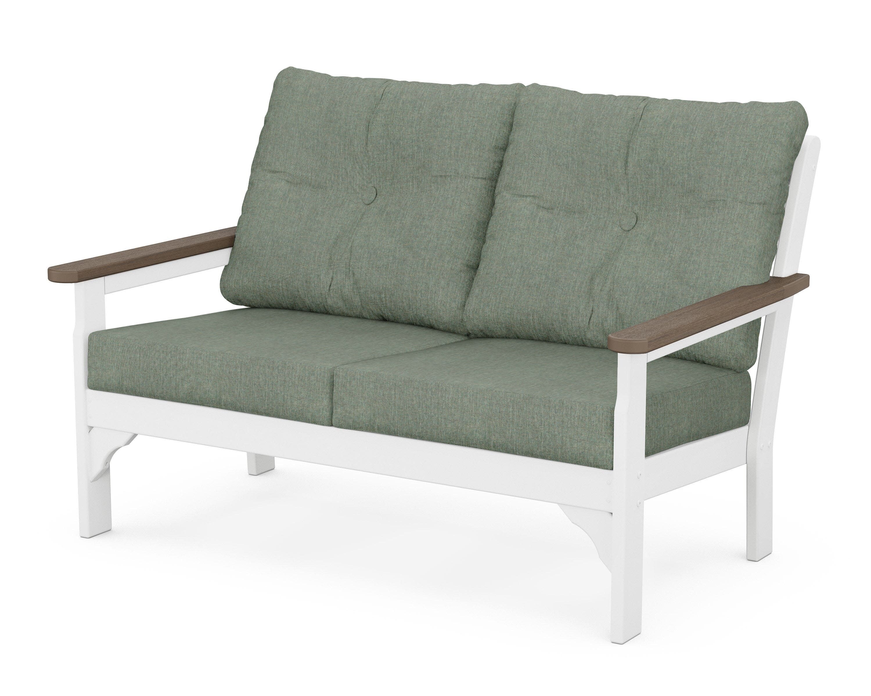 Vineyard Deep Seating Loveseat in White / Kona / Cast Sage
