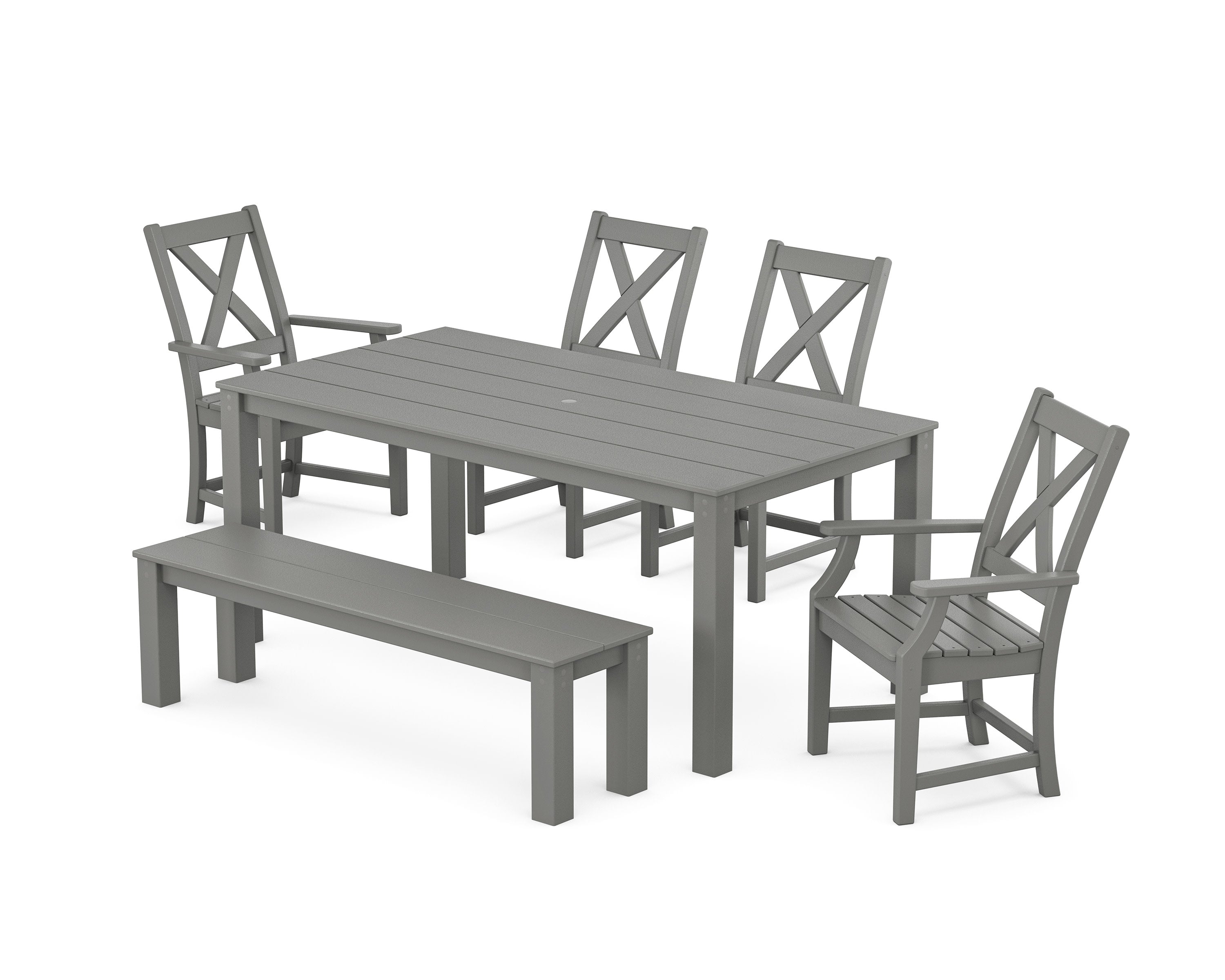 Braxton 6-Piece Parsons Dining Set with Bench in Slate Grey