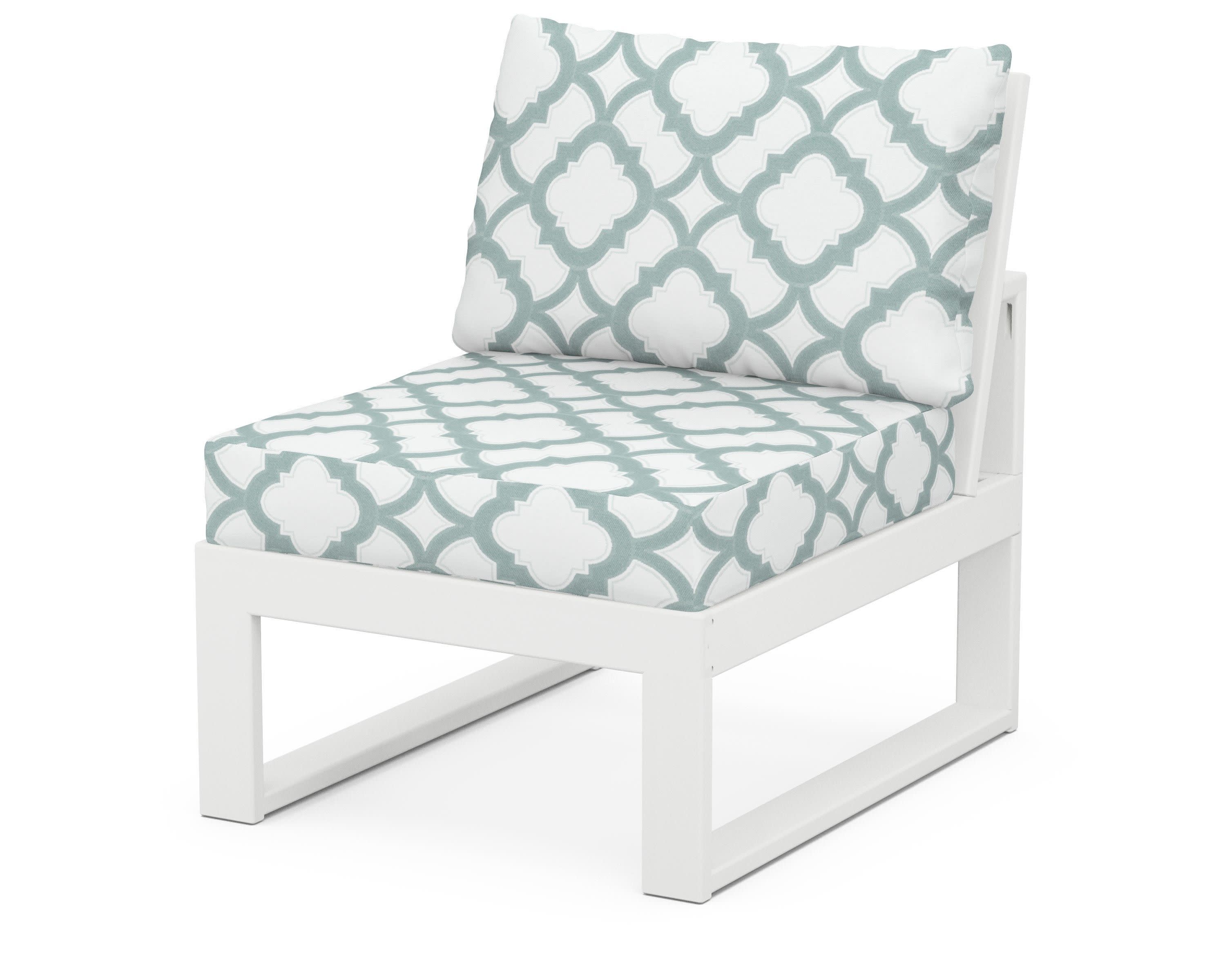 Modular Armless Chair in White / Trellis Glacier Spa