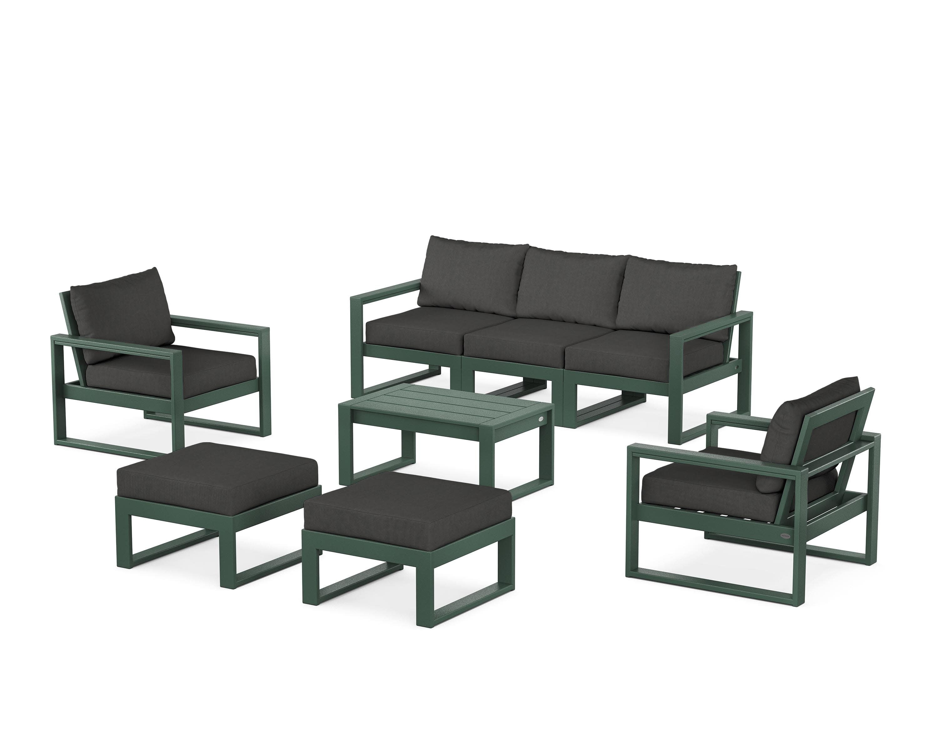 EDGE Sectional 8-Piece Lounge Sofa Set in Green / Spectrum Carbon