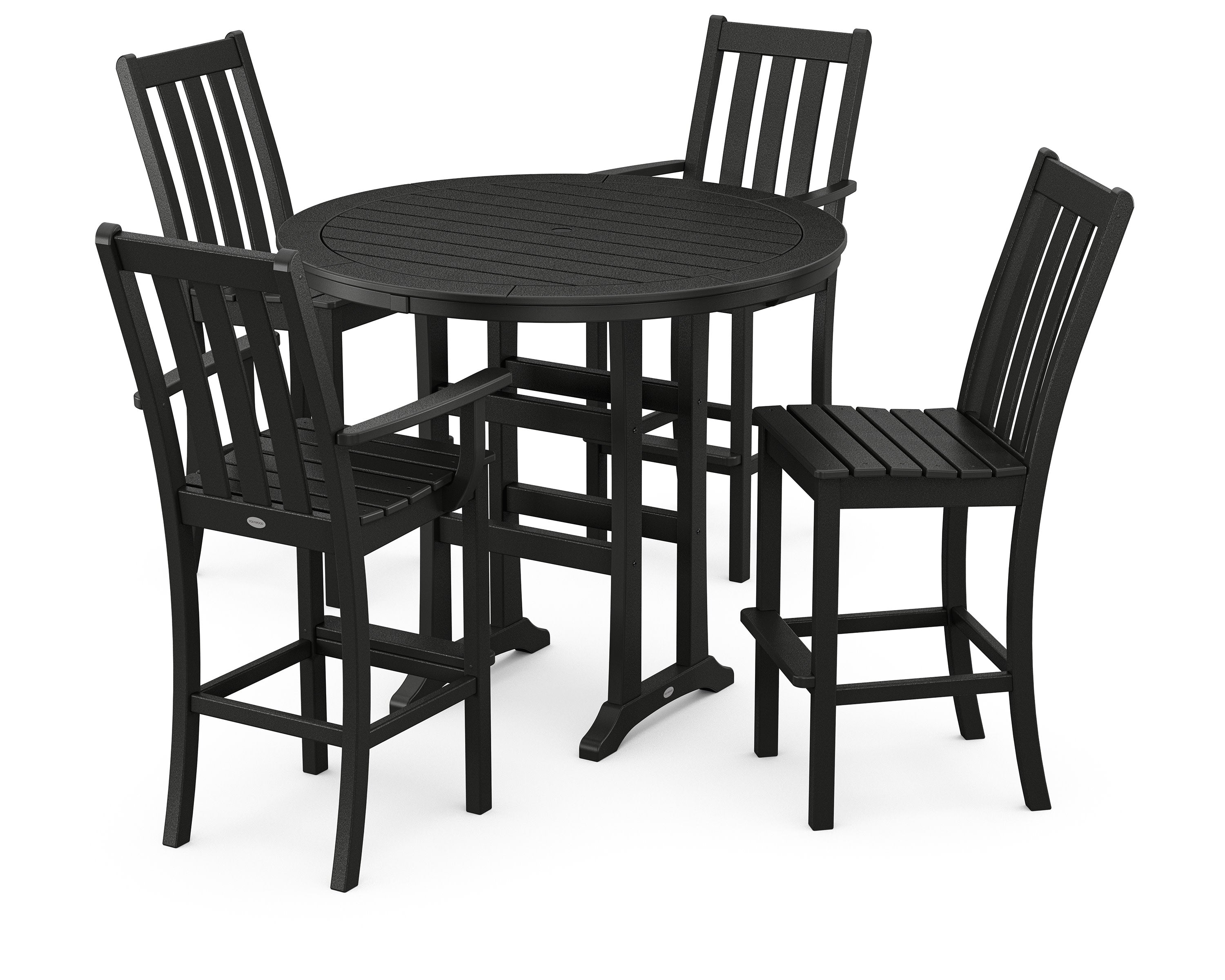 Vineyard 5-Piece Nautical Trestle Bar Set in Black