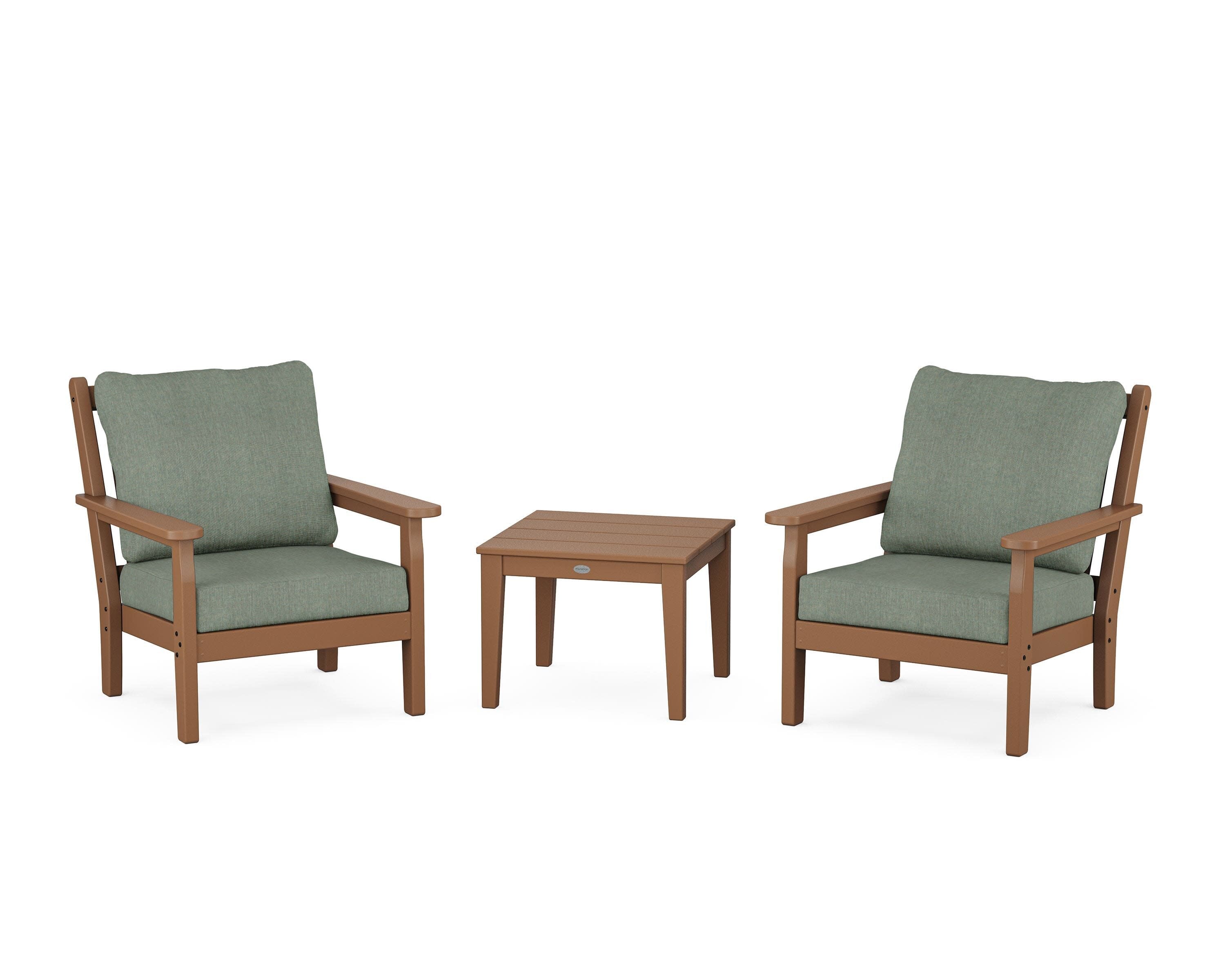 Chippendale 3-Piece Deep Seating Set in Teak / Cast Sage