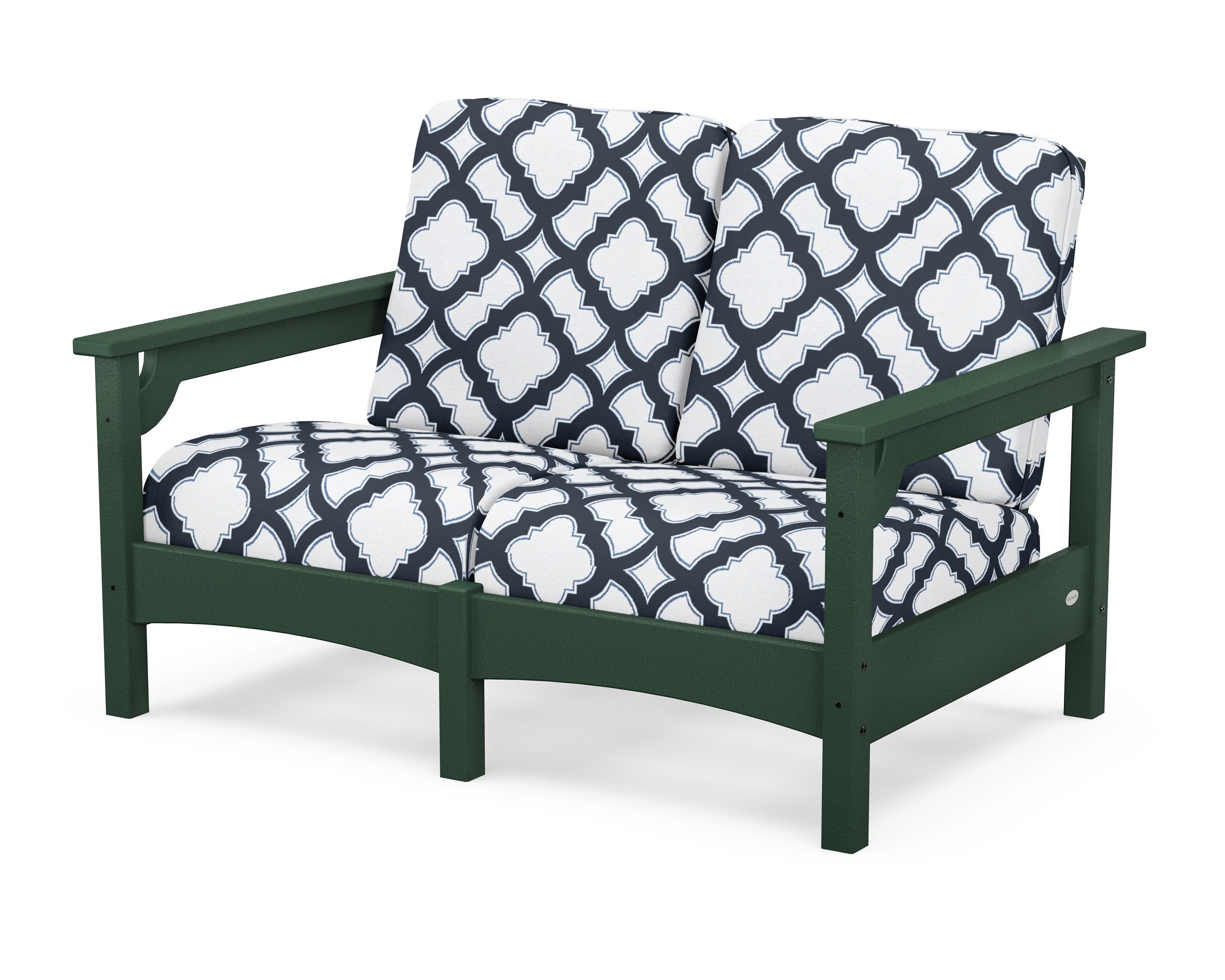Club Loveseat in Green / Trellis Marine Indigo