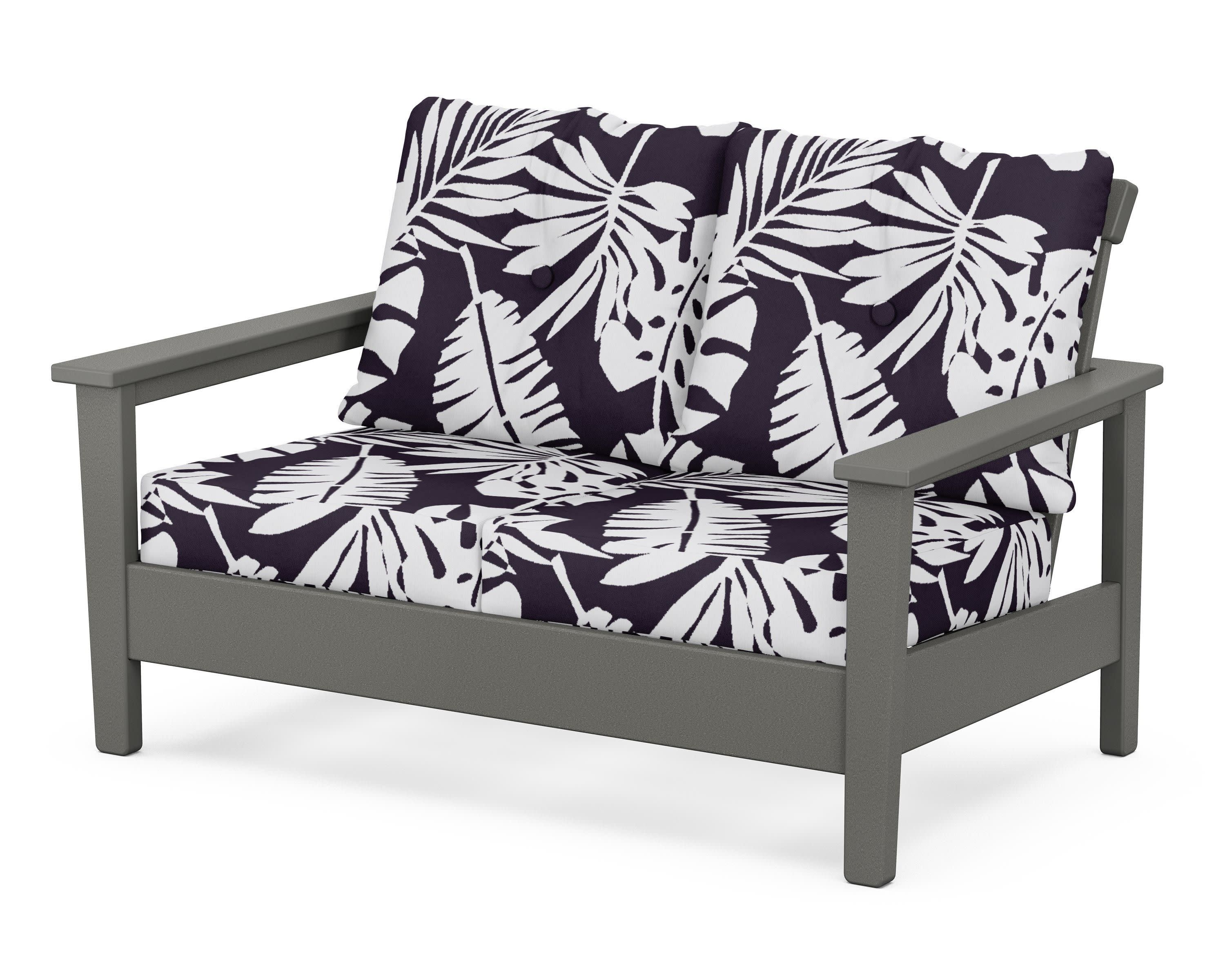 Prescott Deep Seating Loveseat in Slate Grey / Leaf Navy