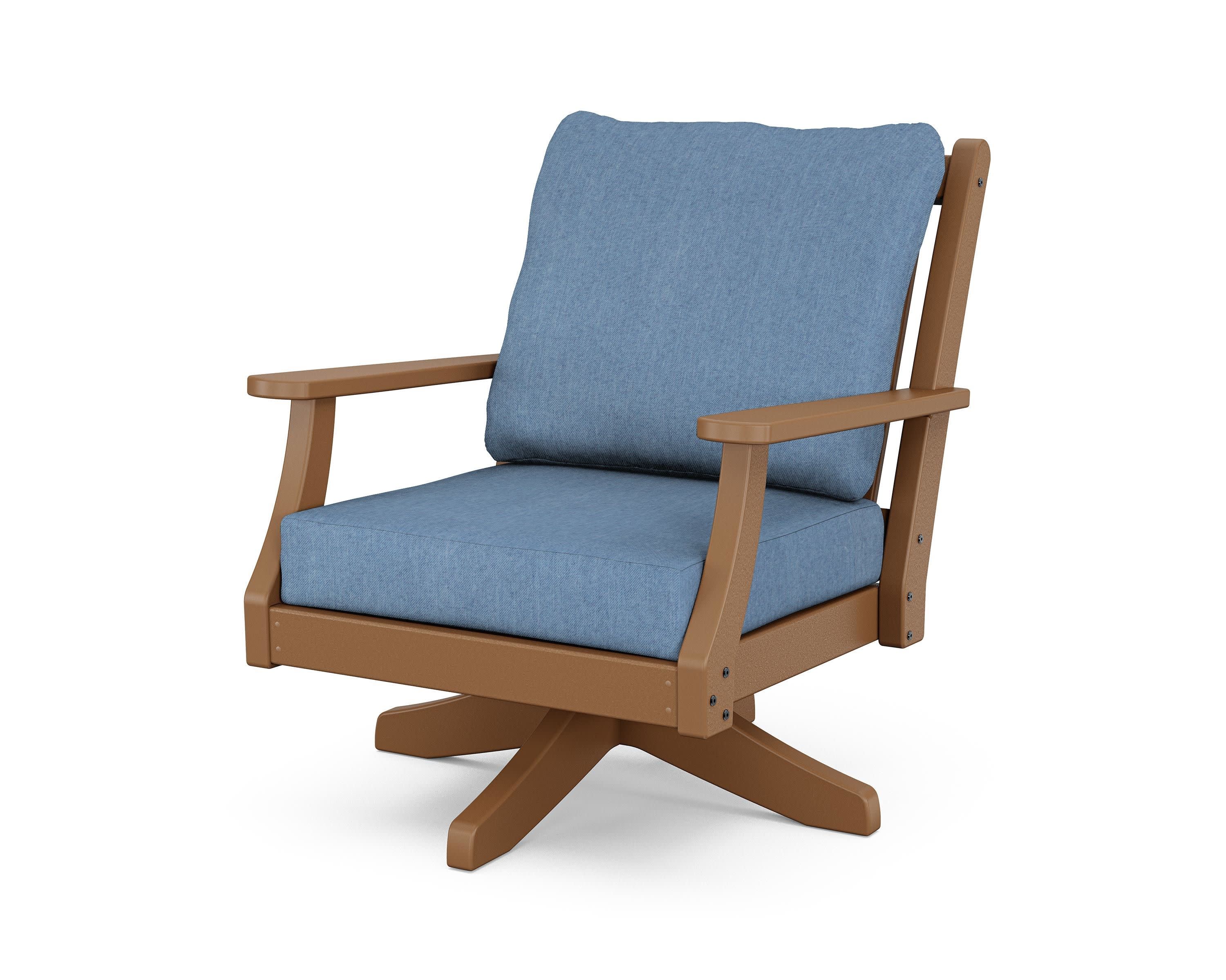 Wovendale Deep Seating Swivel Chair in Teak / Sky Blue