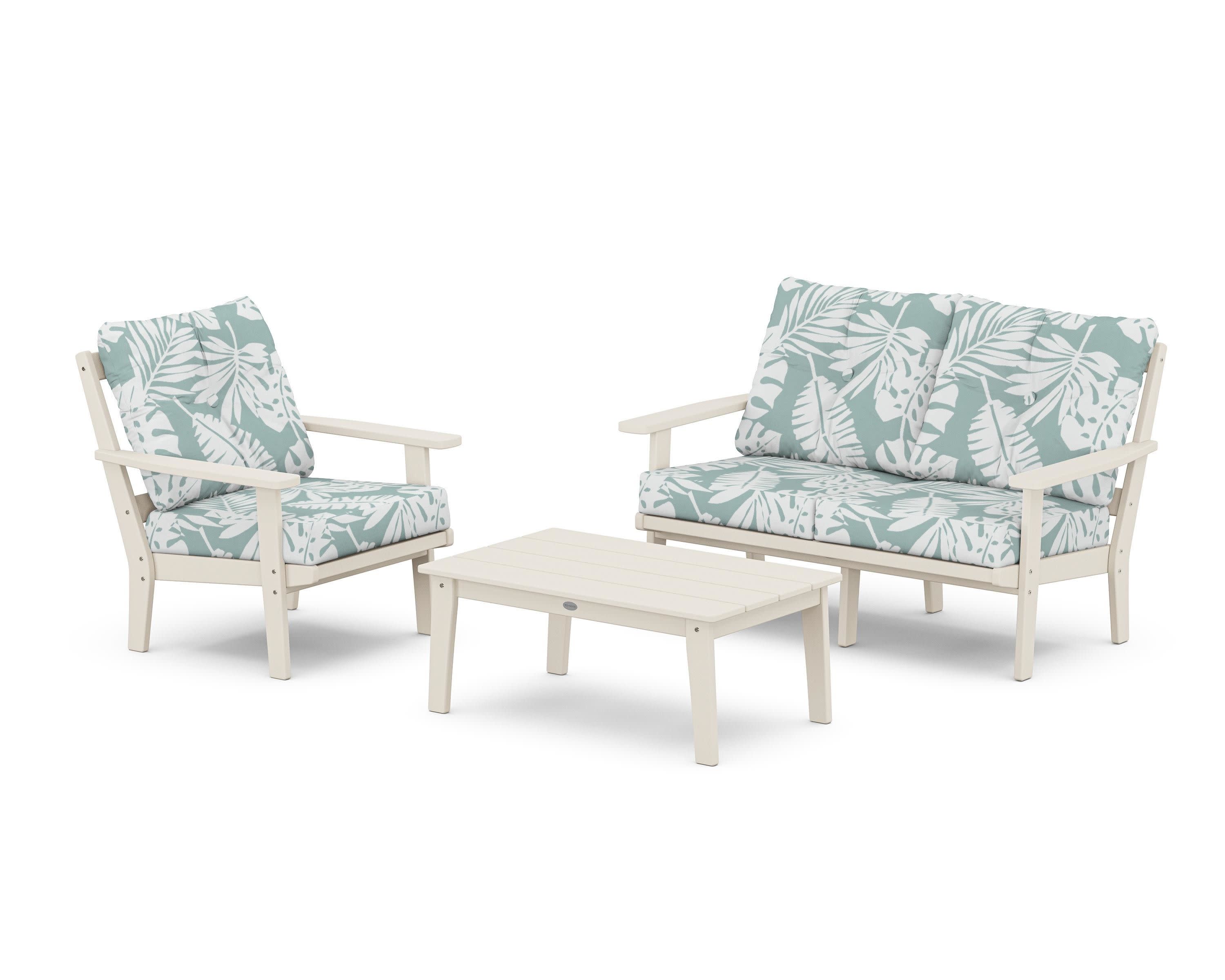 Oxford 3-Piece Deep Seating Set with Loveseat in Sand / Leaf Glacier Spa