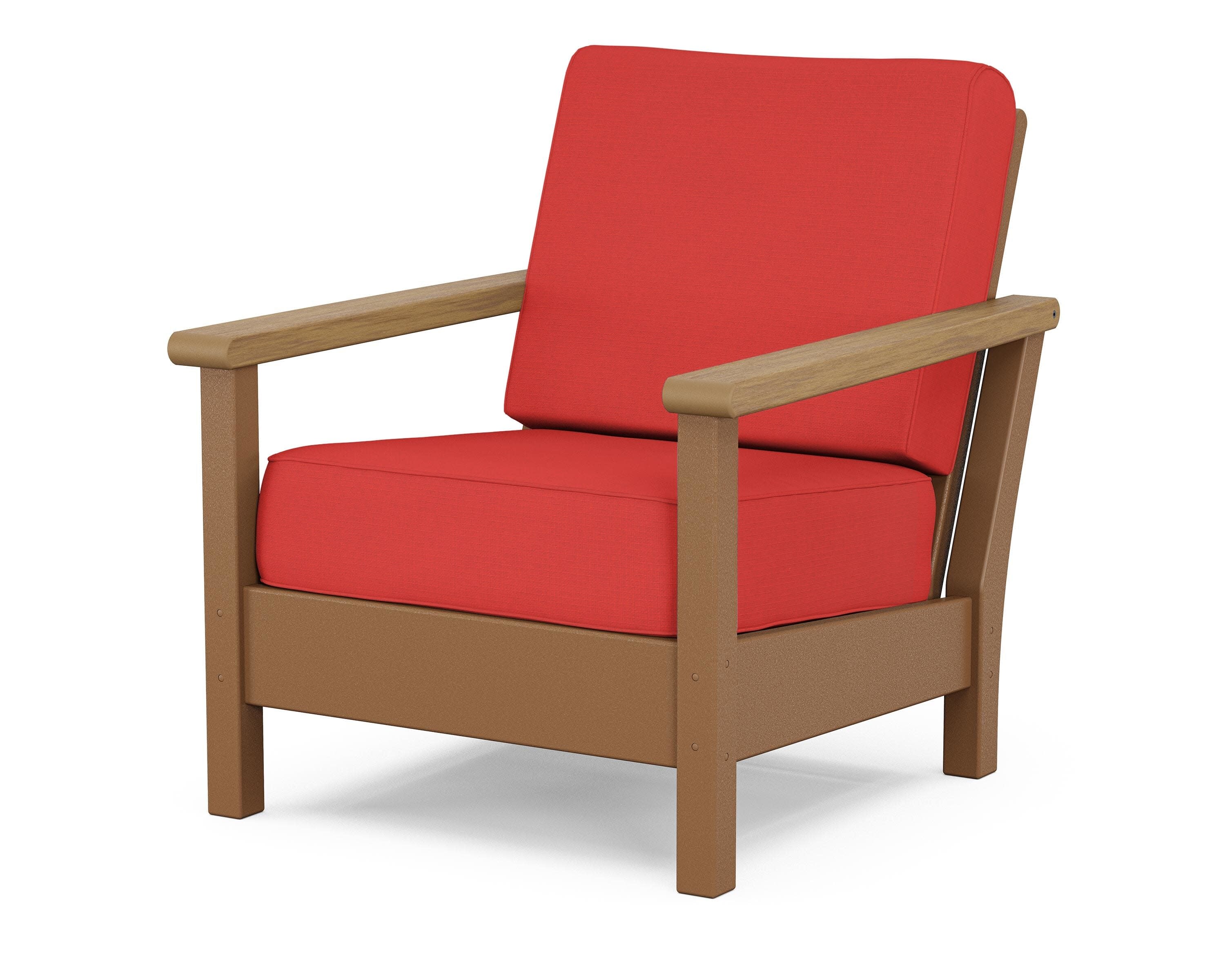 Harbour Deep Seating Chair in Teak / Natural / Crimson Linen