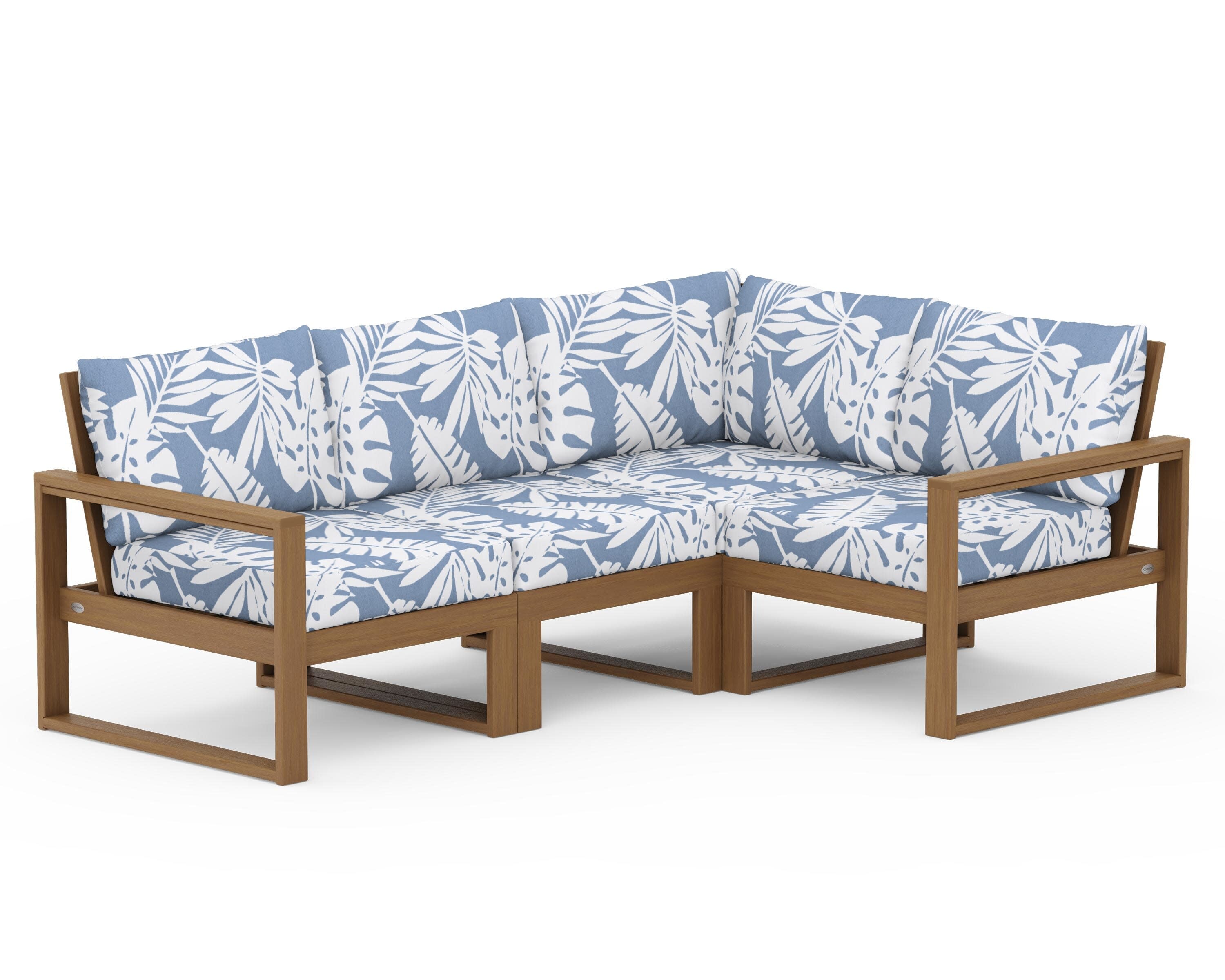 EDGE 4-Piece Modular Deep Seating Set in Natural / Leaf Sky Blue