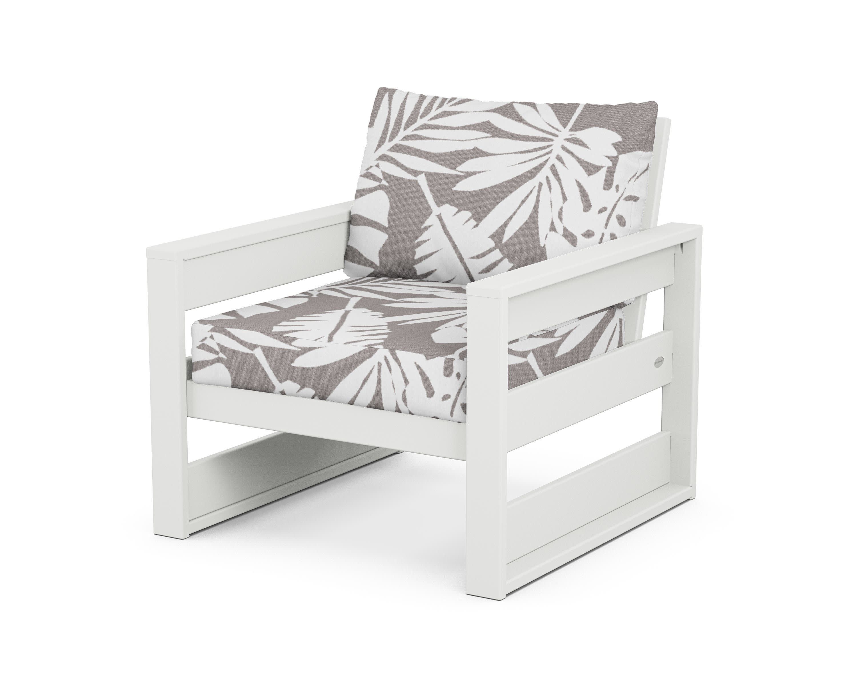 Westport Club Chair in White / Leaf Grey Mist