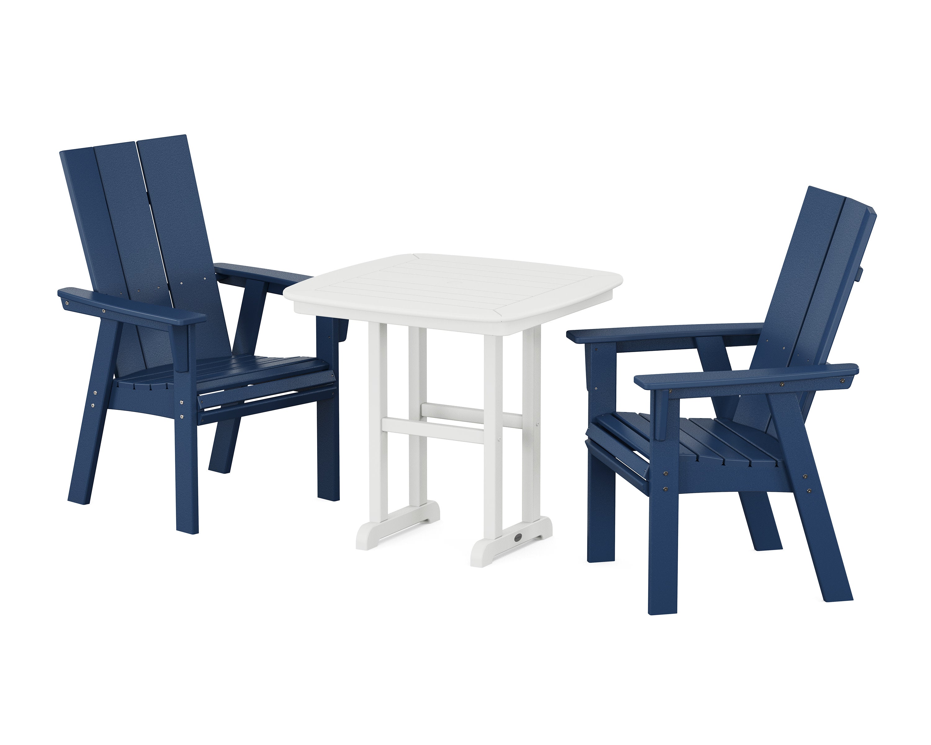 Modern Adirondack 3-Piece Dining Set in Navy / White