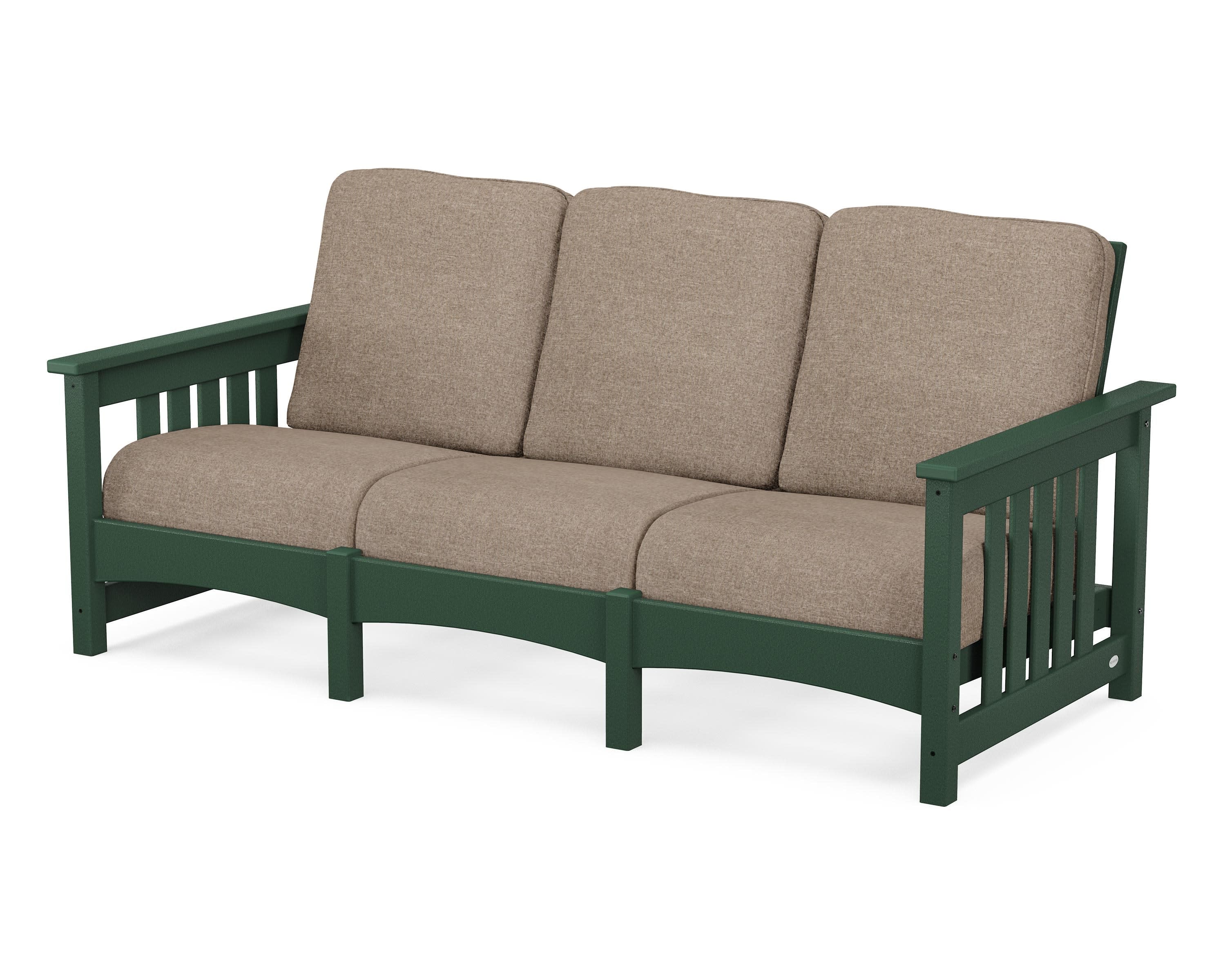 Club Mission Sofa in Green / Spiced Burlap