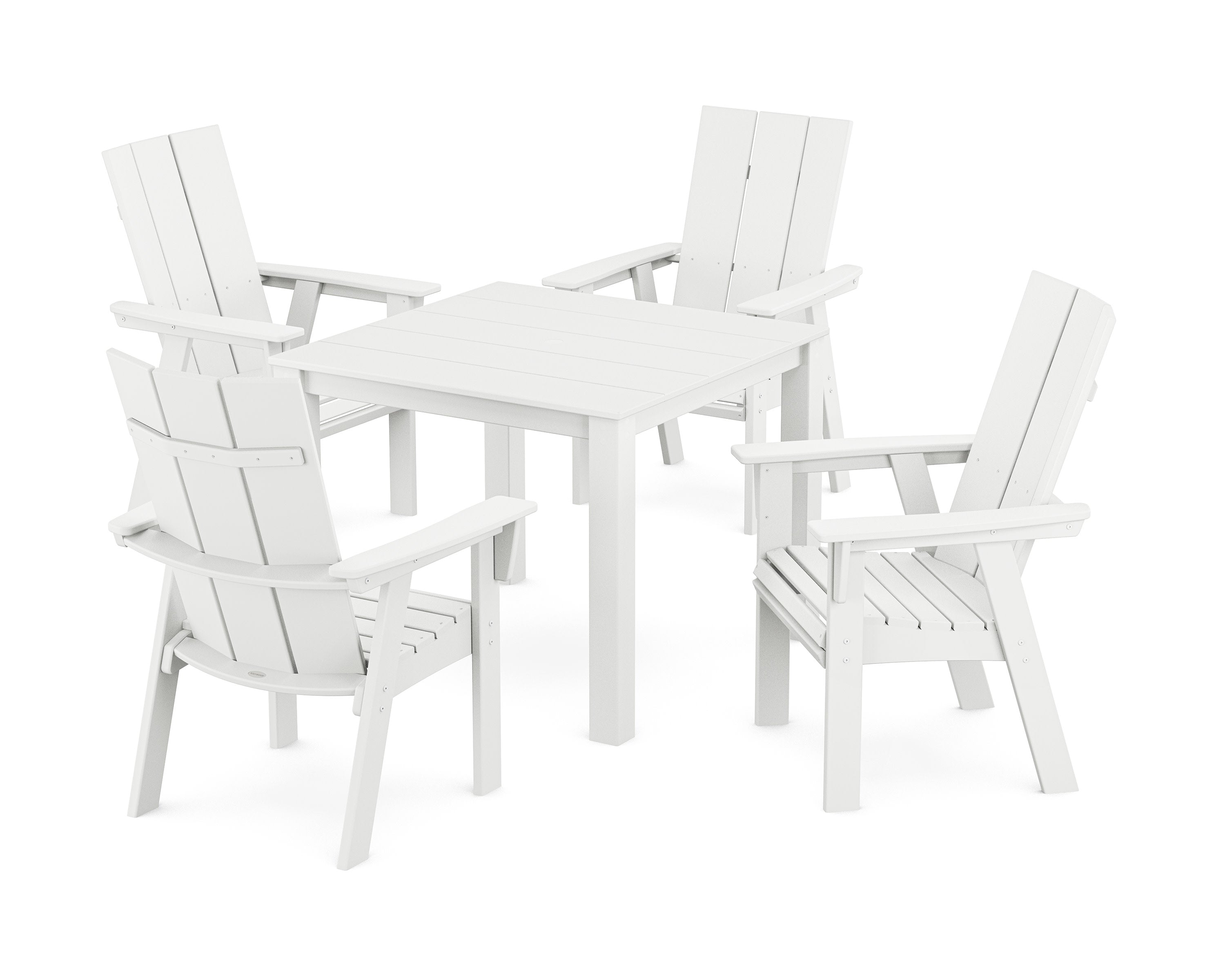 Modern Curveback Adirondack 5-Piece Parsons Dining Set in White