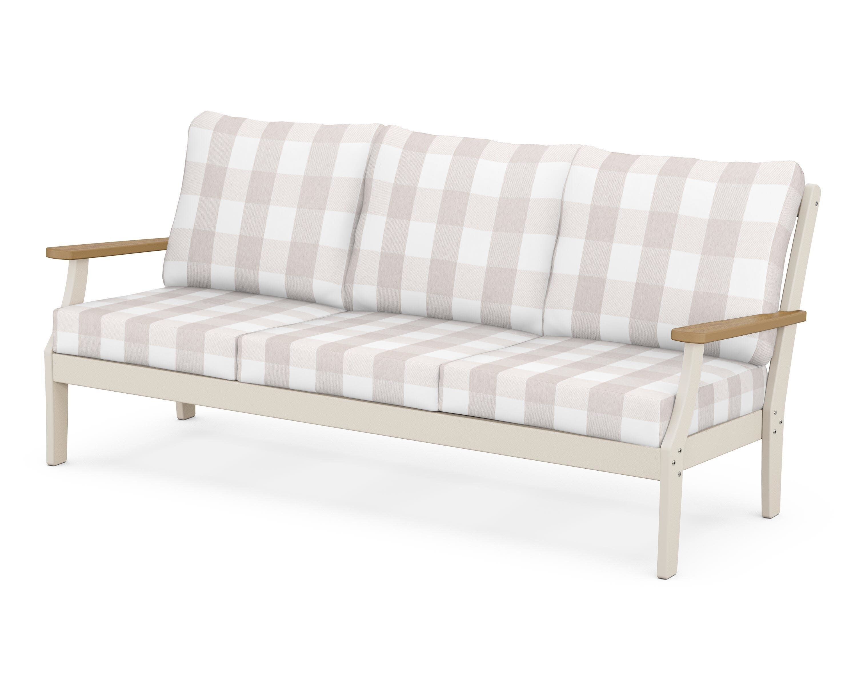 Braxton Deep Seating Sofa in Sand / Natural / Buffalo Plaid Dune Burlap