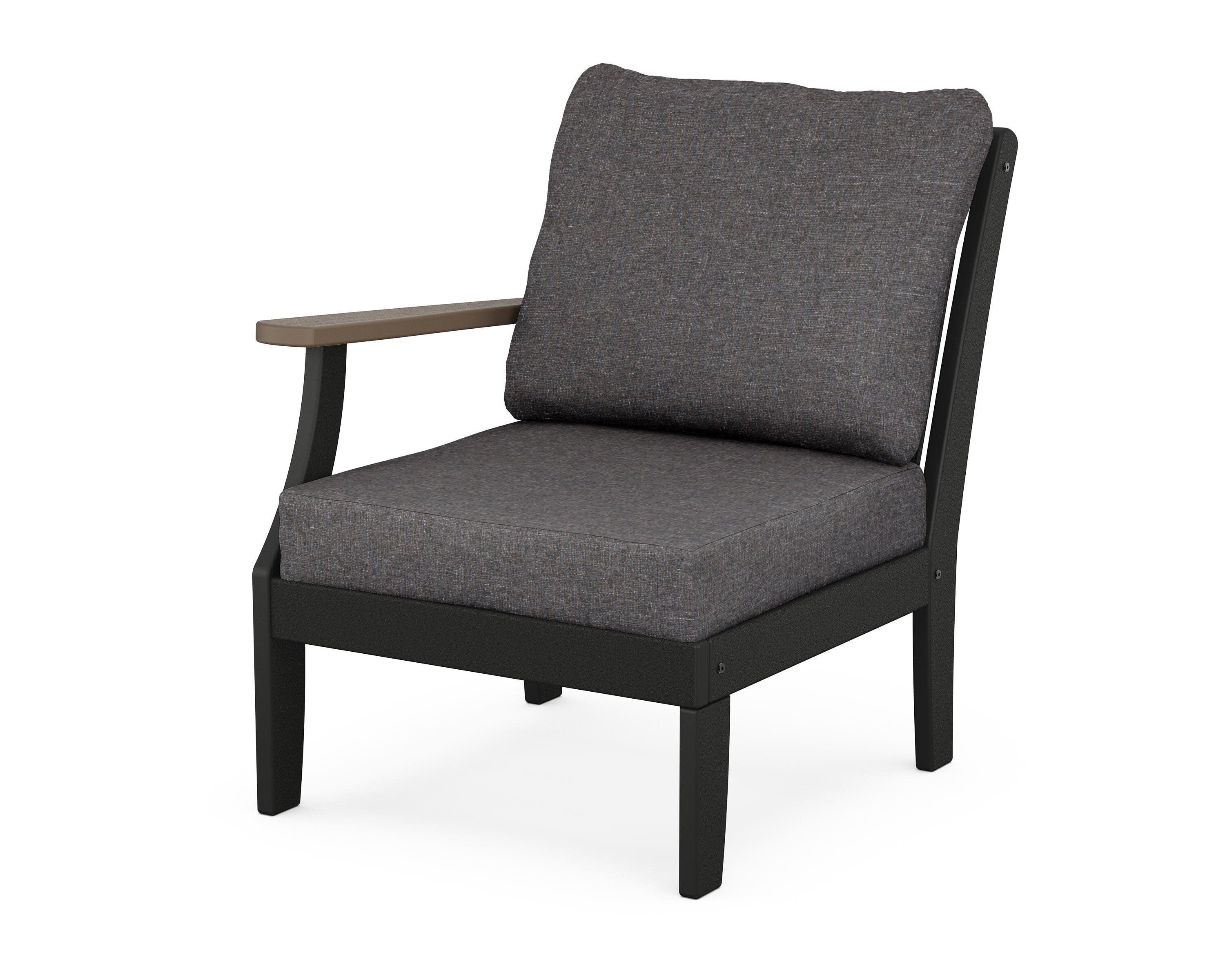 Braxton Modular Left Arm Chair in Black / Kona / Ash Charcoal