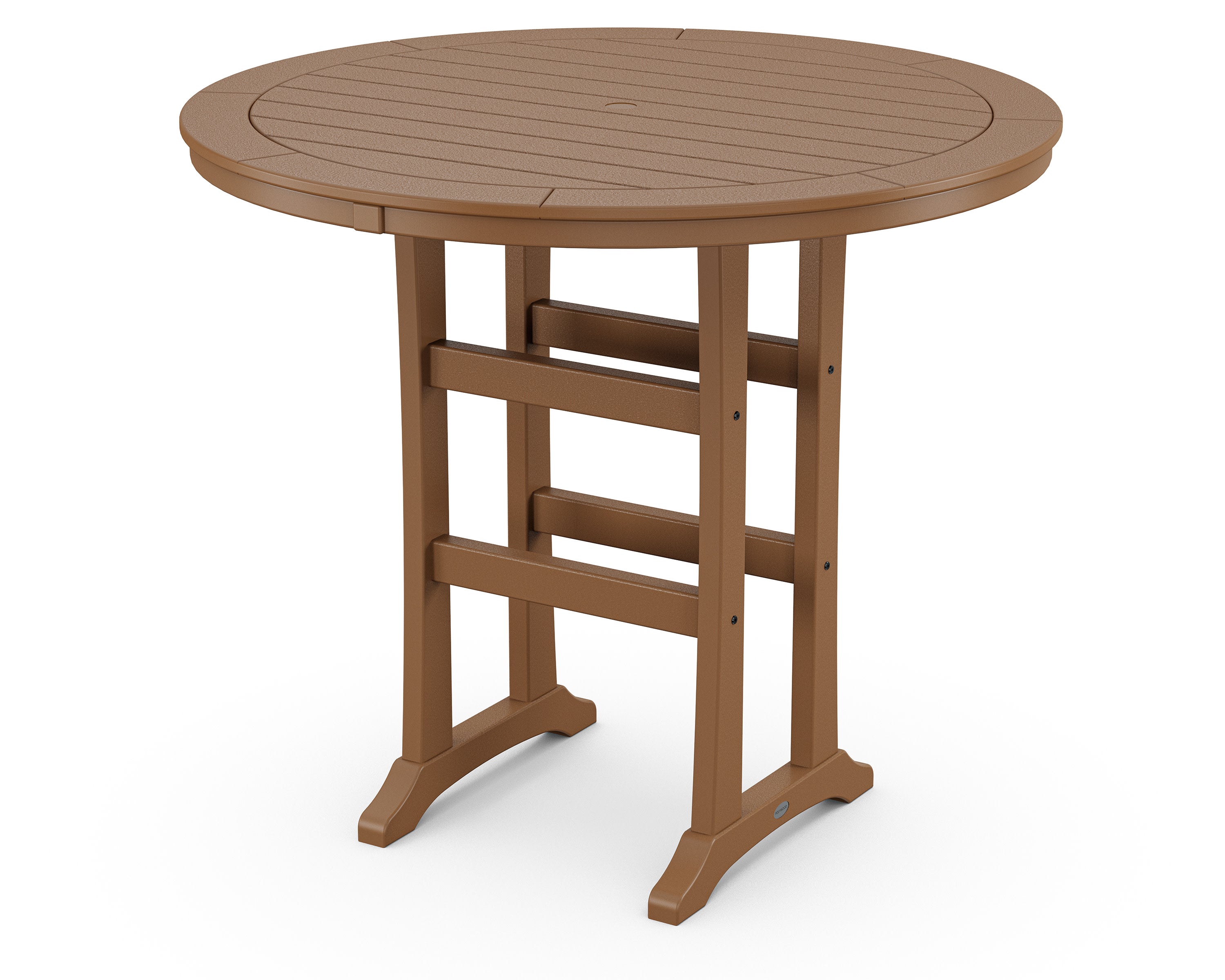 Nautical Trestle 48" Round Bar Table in Teak