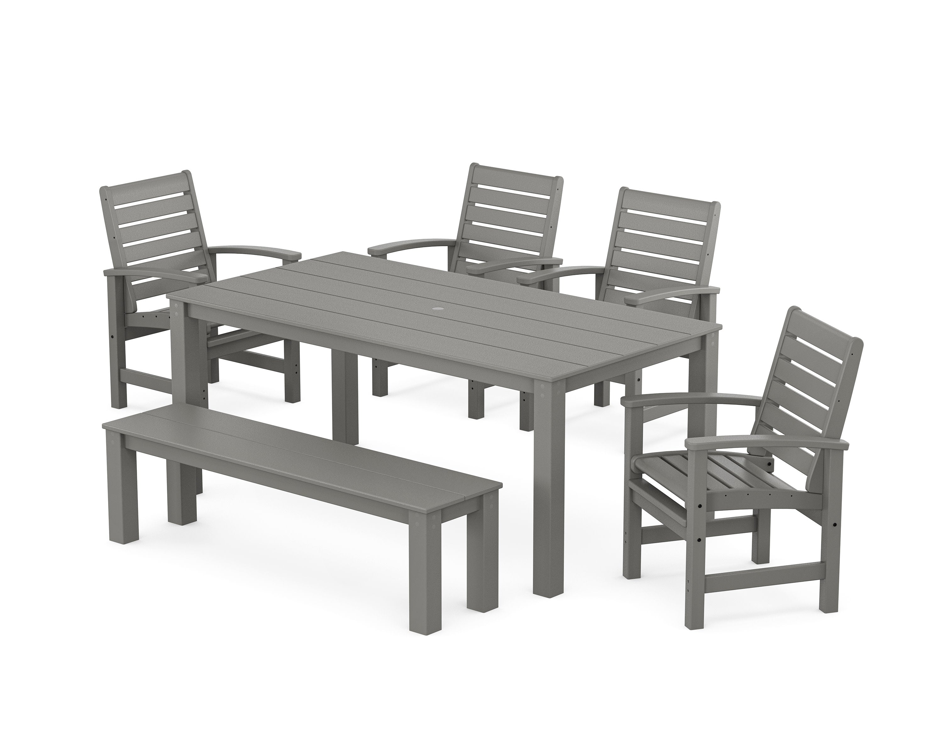 Signature 6-Piece Parsons Dining Set with Bench in Slate Grey