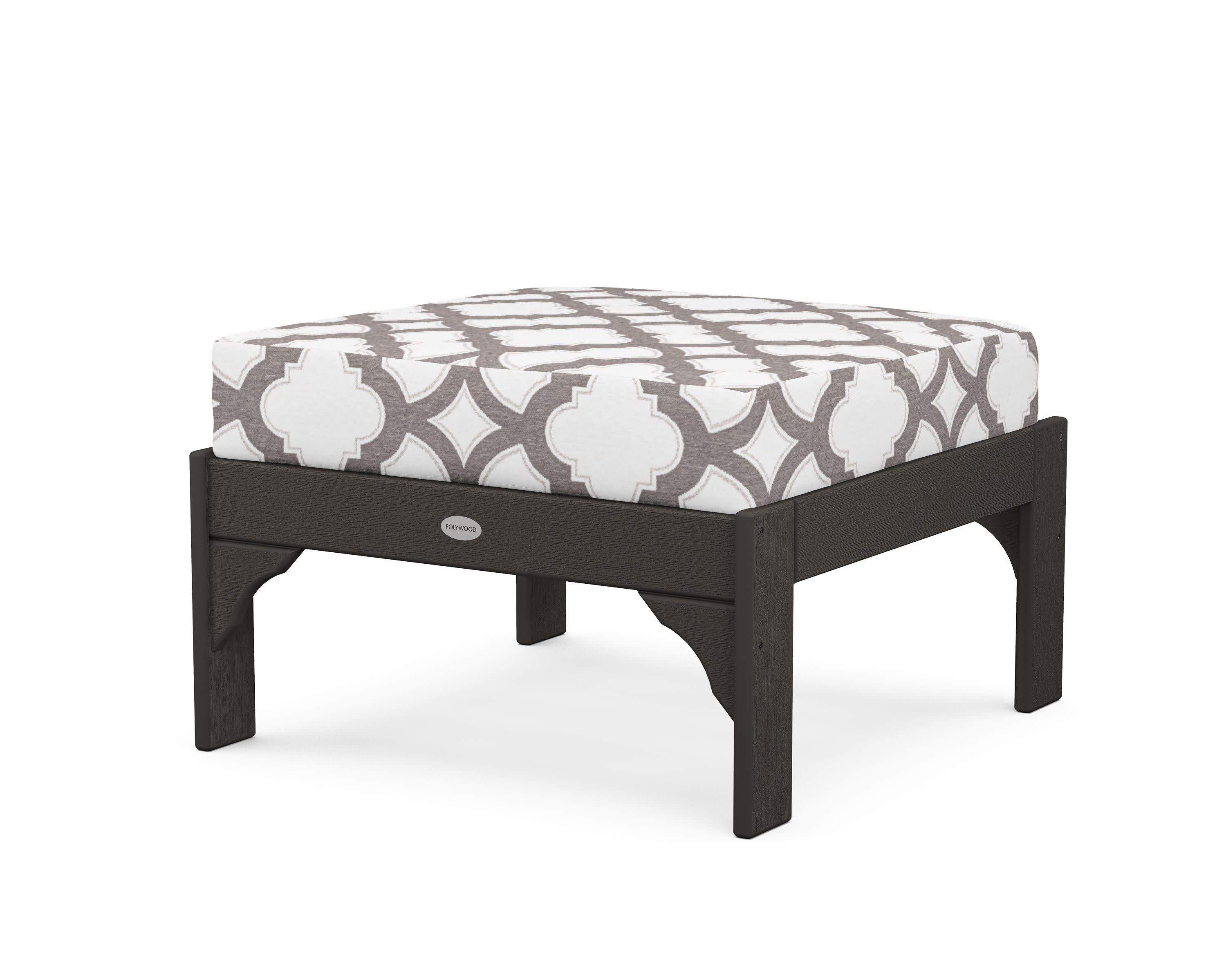 Vineyard Deep Seating Ottoman in Vintage Coffee / Trellis Grey Mist