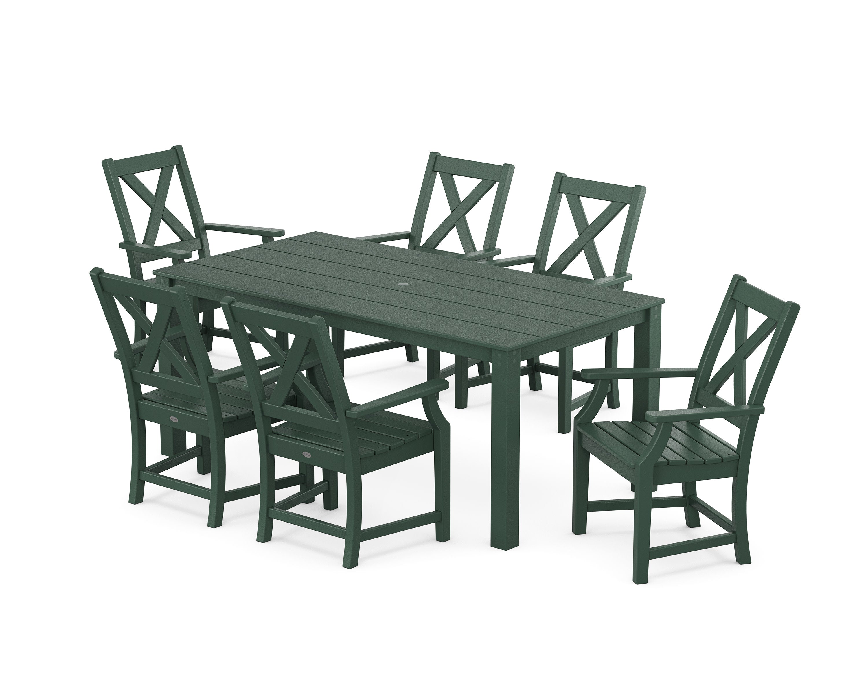 Braxton Arm Chair 7-Piece Parsons Dining Set in Green