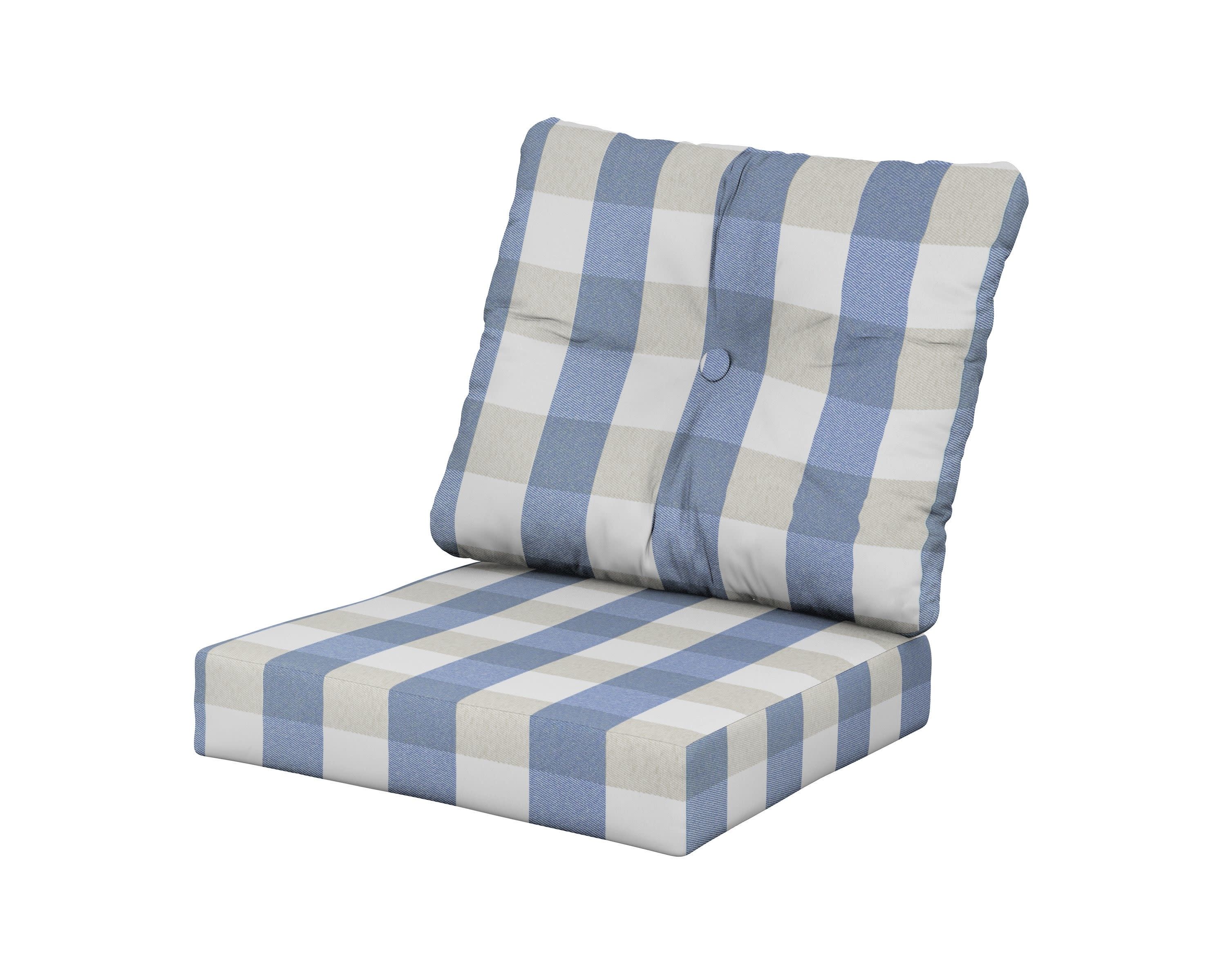 Vineyard Seat/Back Cushion in Buffalo Plaid Sky Blue