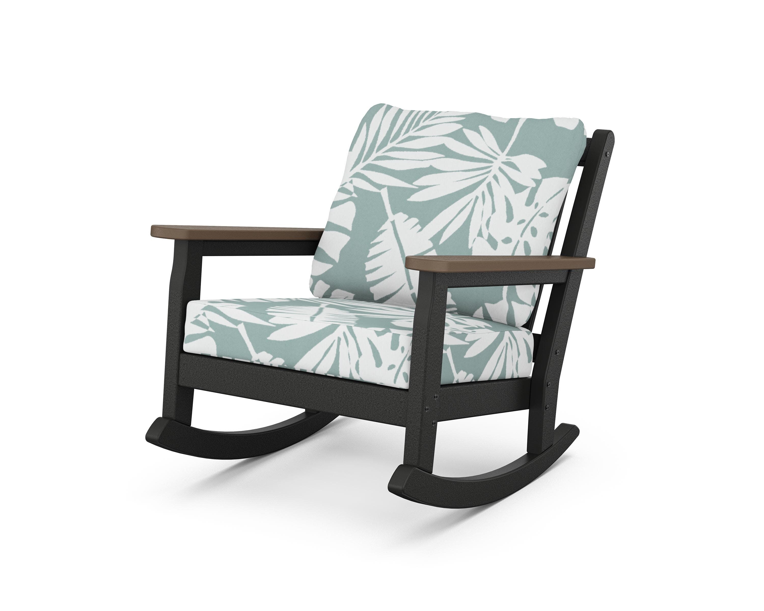 Chippendale Deep Seating Rocking Chair in Black / Kona / Leaf Glacier Spa