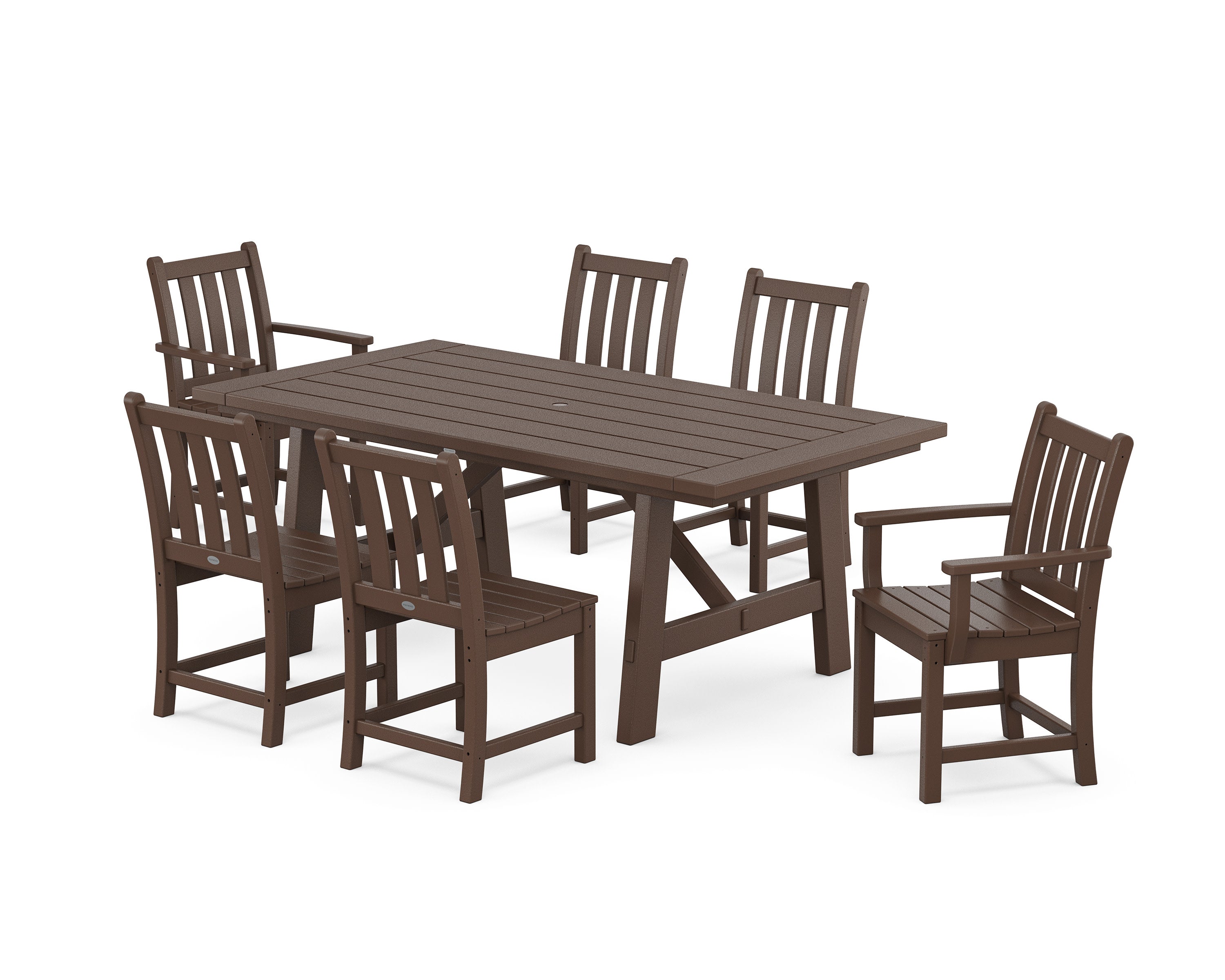 Traditional Garden 7-Piece Rustic Farmhouse Dining Set in Mahogany