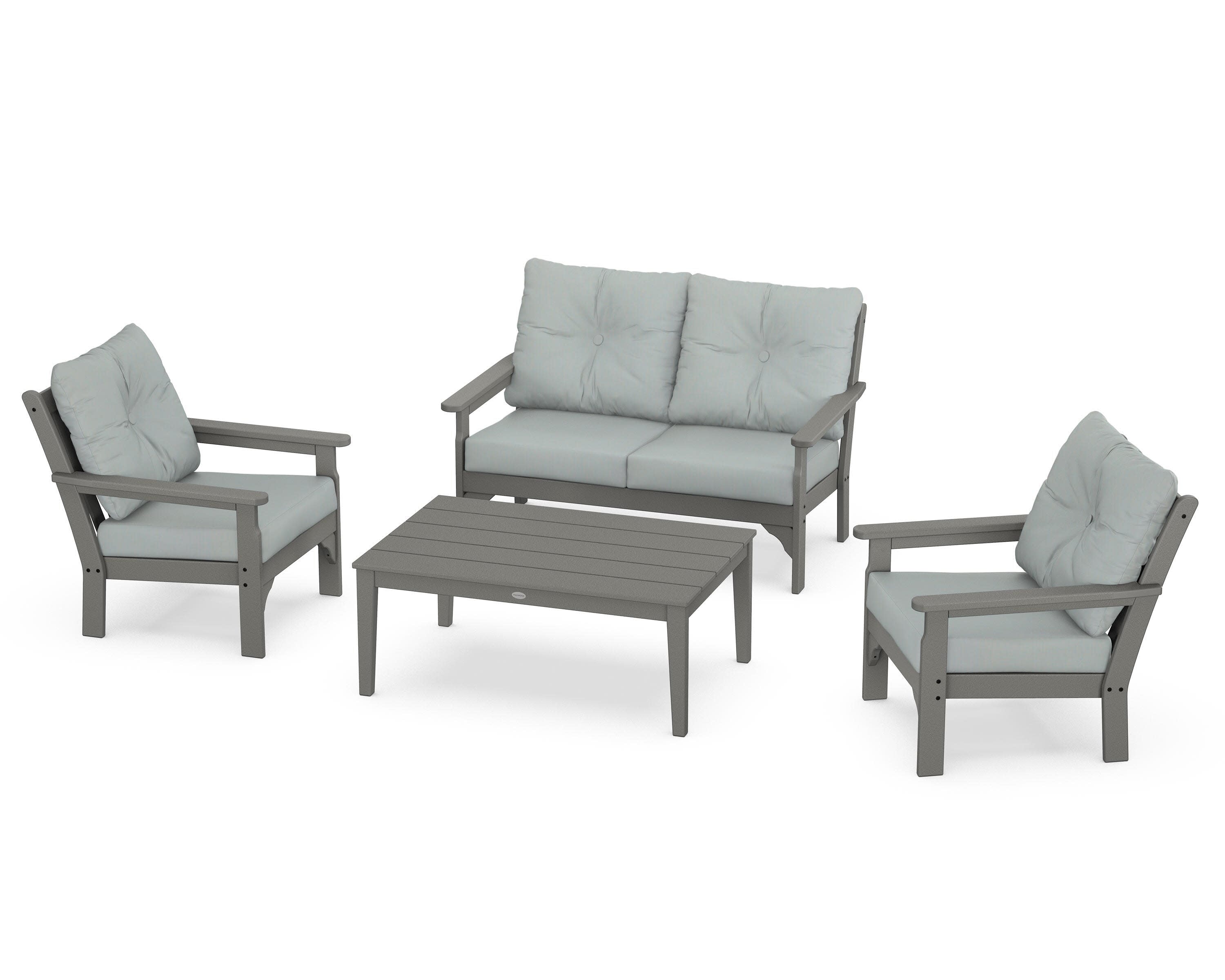 Vineyard 4-Piece Deep Seating Set in Slate Grey / Spa
