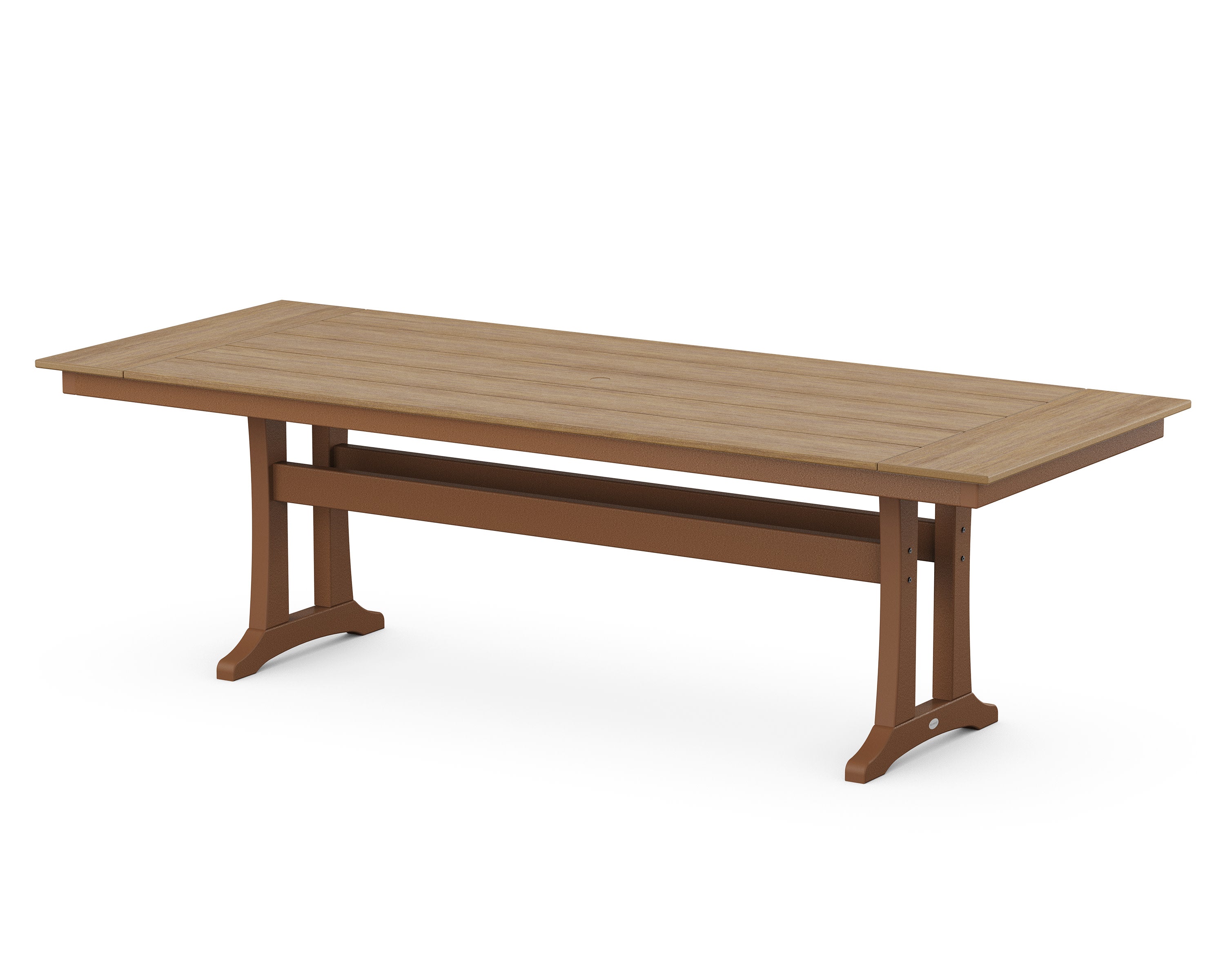 Farmhouse Trestle 38" x 96" Dining Table in Teak / Natural