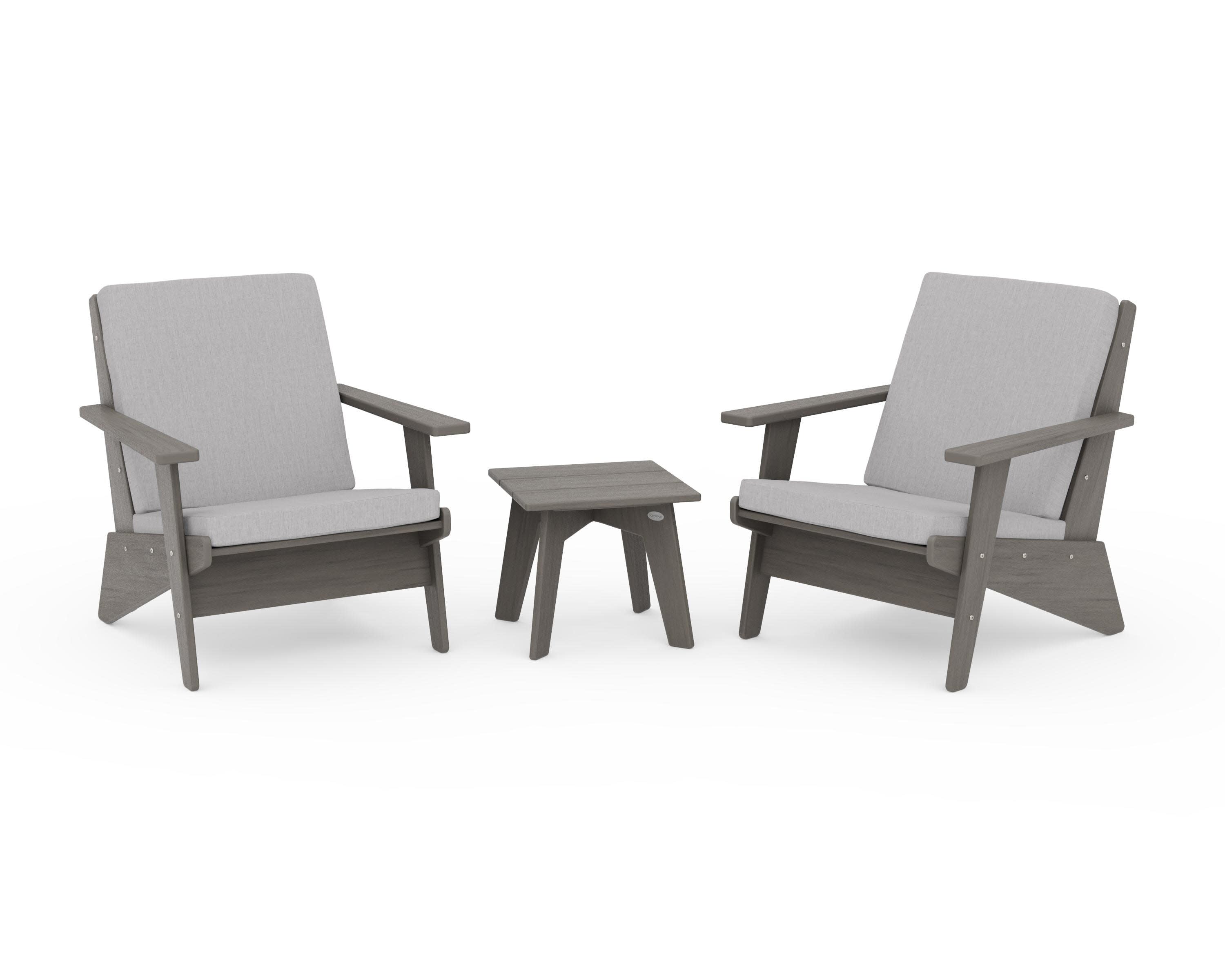 Riviera Modern Lounge 3-Piece Set in Driftwood / Granite
