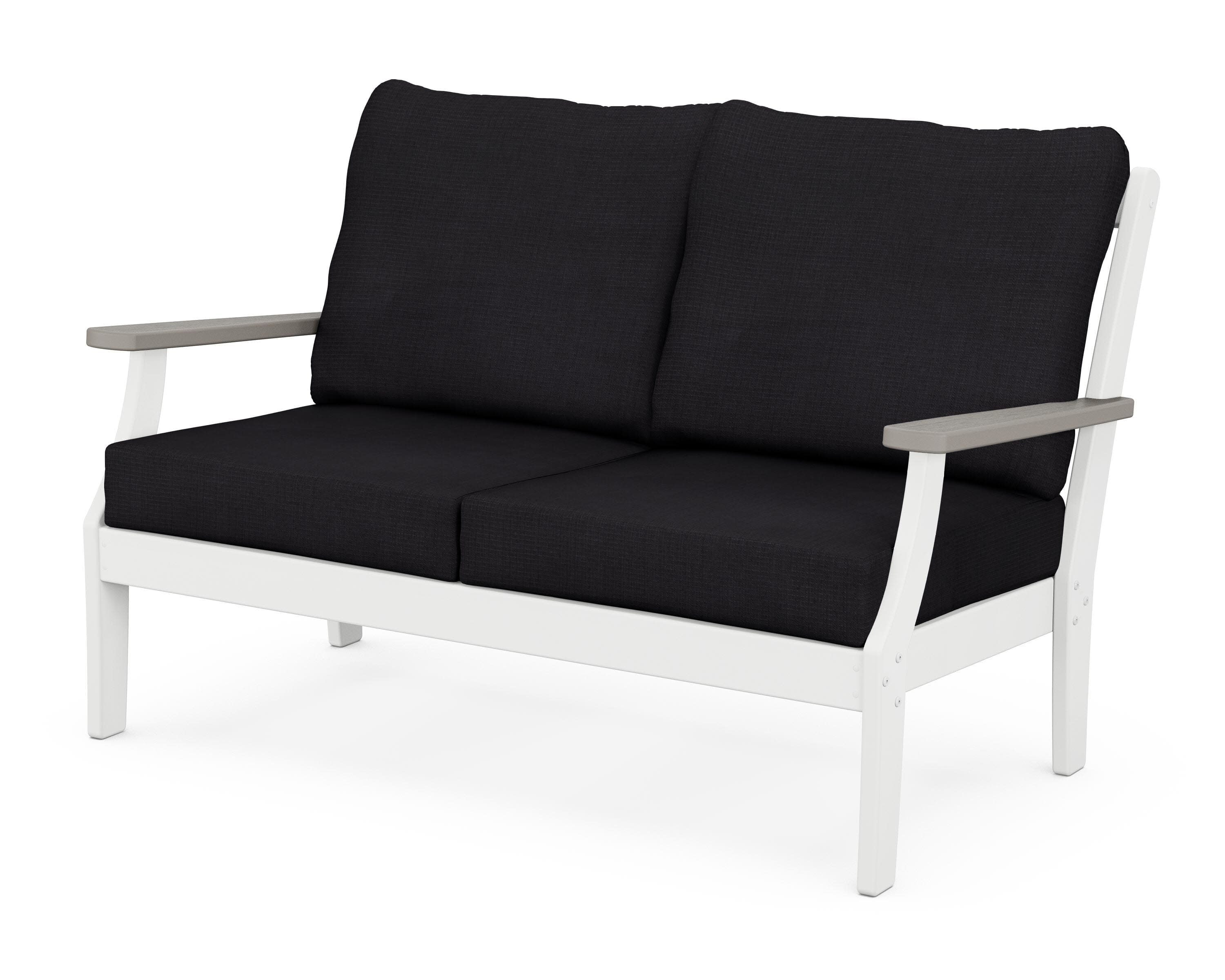 Braxton Deep Seating Loveseat in White / Driftwood / Midnight Linen