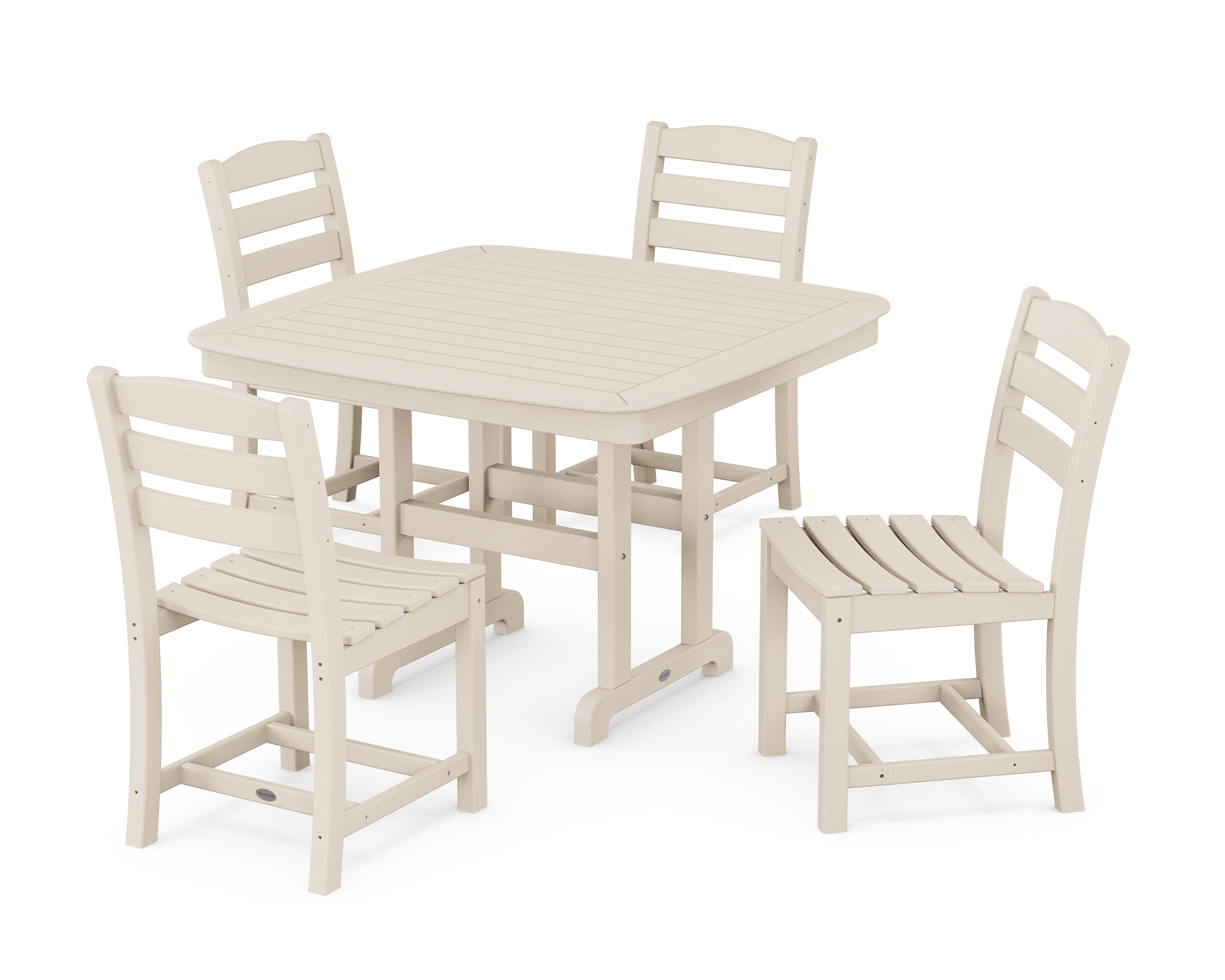 La Casa Caf Side Chair 5-Piece Dining Set with Trestle Legs in Sand