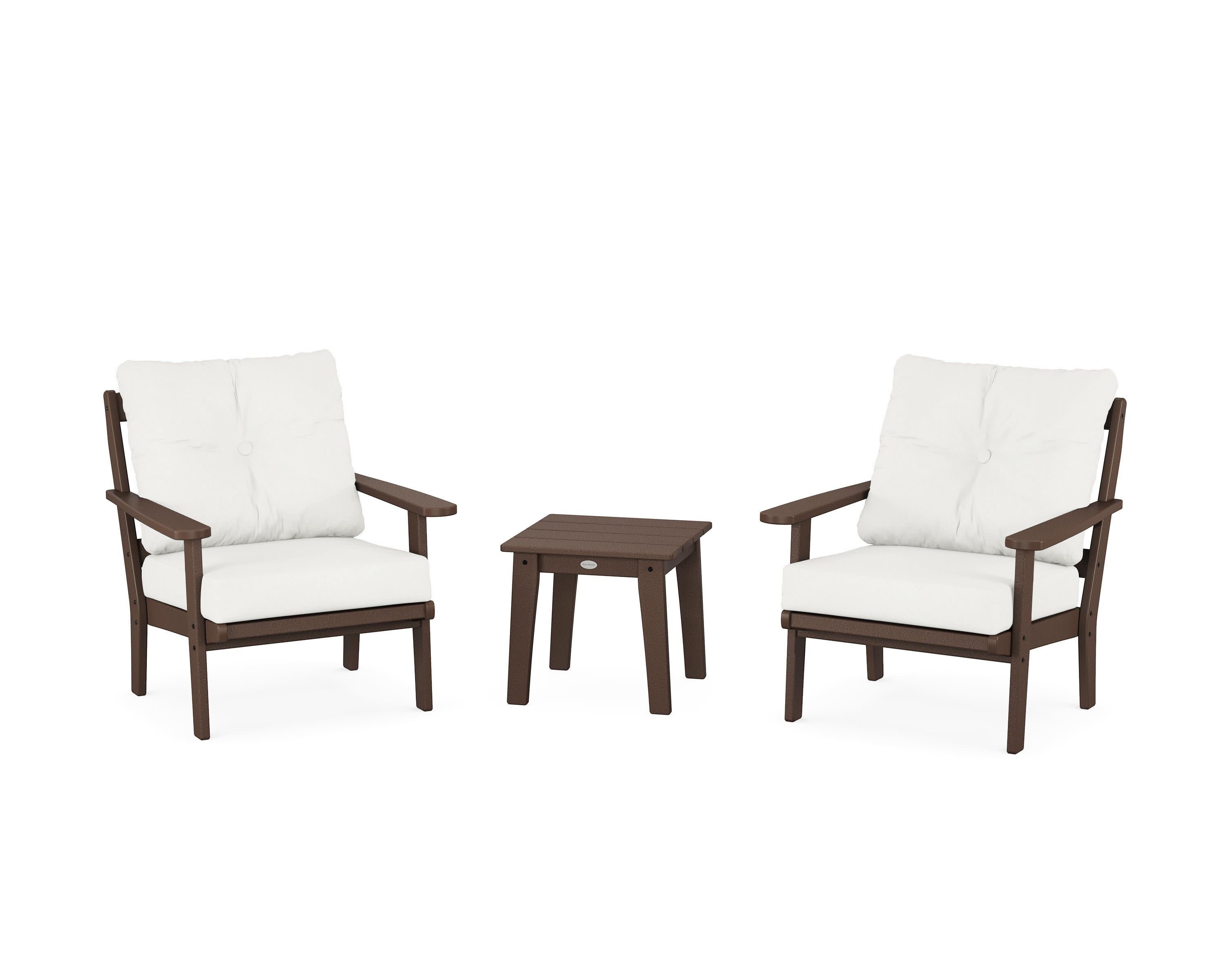 Mission 3-Piece Deep Seating Set in Mahogany / Natural Linen