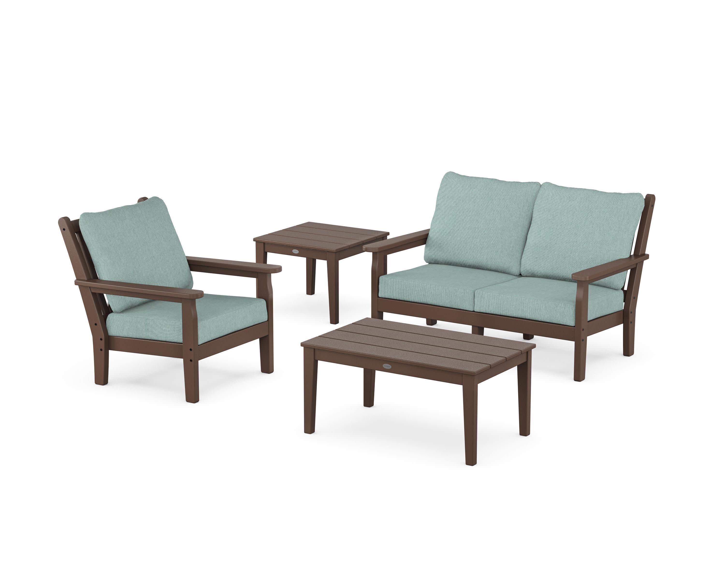 Chippendale 4-Piece Deep Seating Set in Mahogany / Glacier Spa
