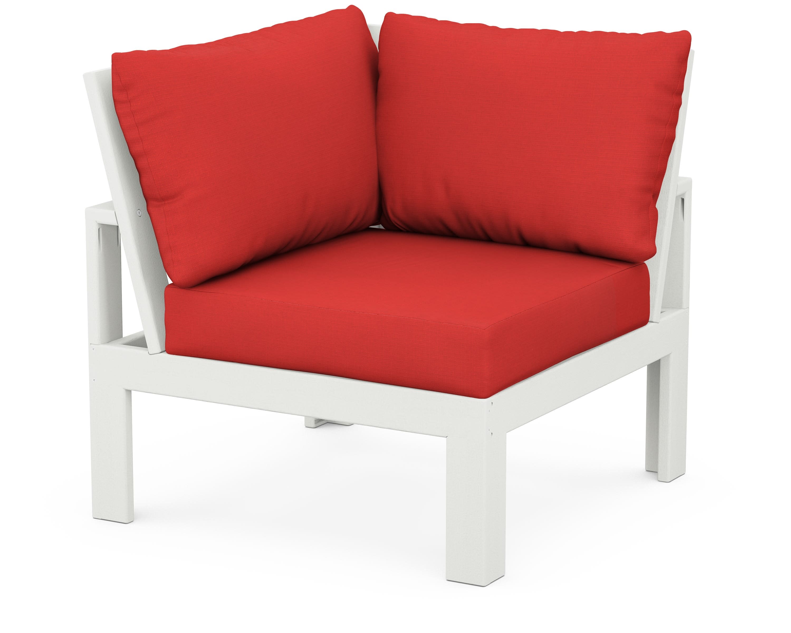 Modular Corner Chair in Vintage White / Crimson Linen