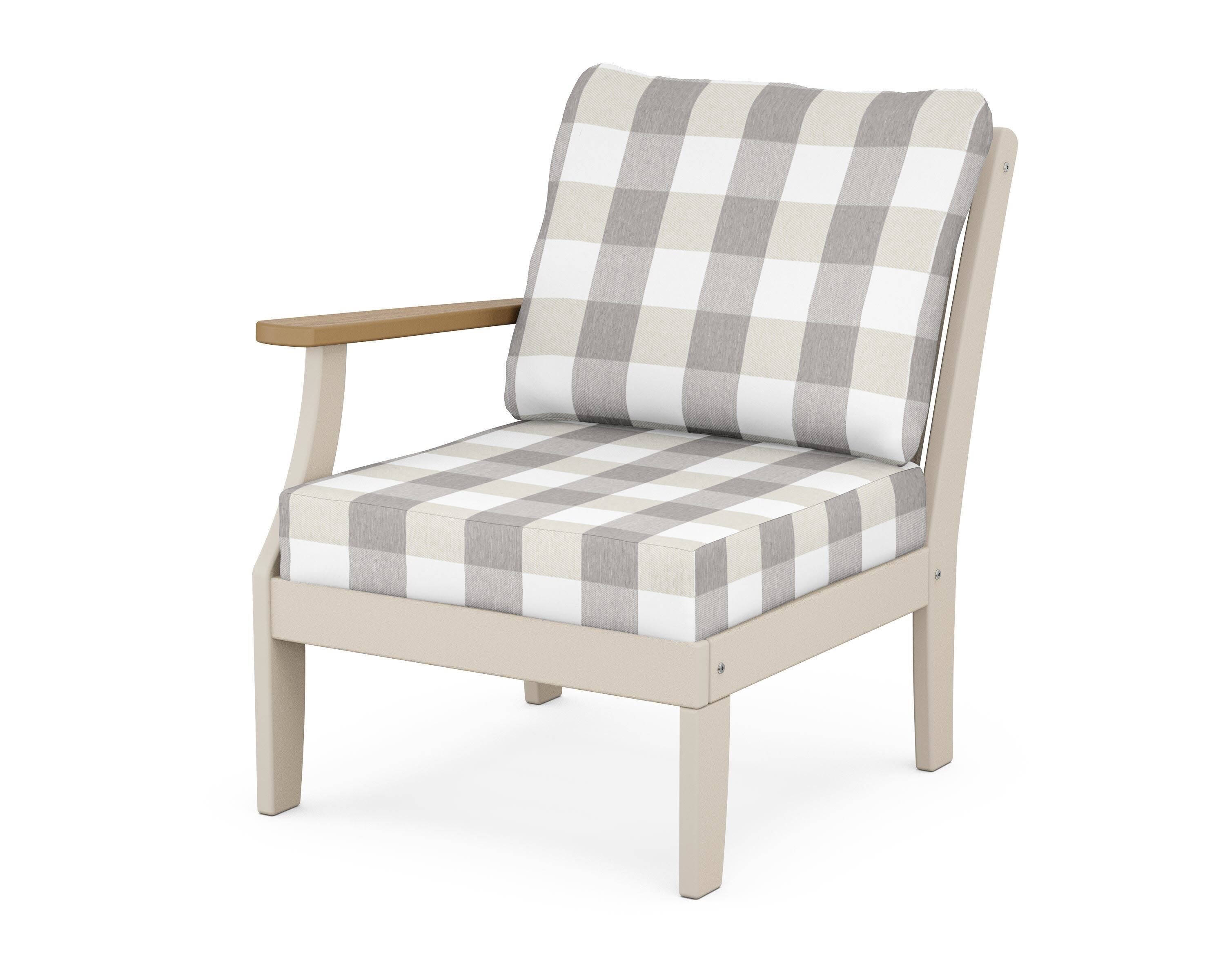 Braxton Modular Left Arm Chair in Sand / Natural / Buffalo Plaid Grey Mist