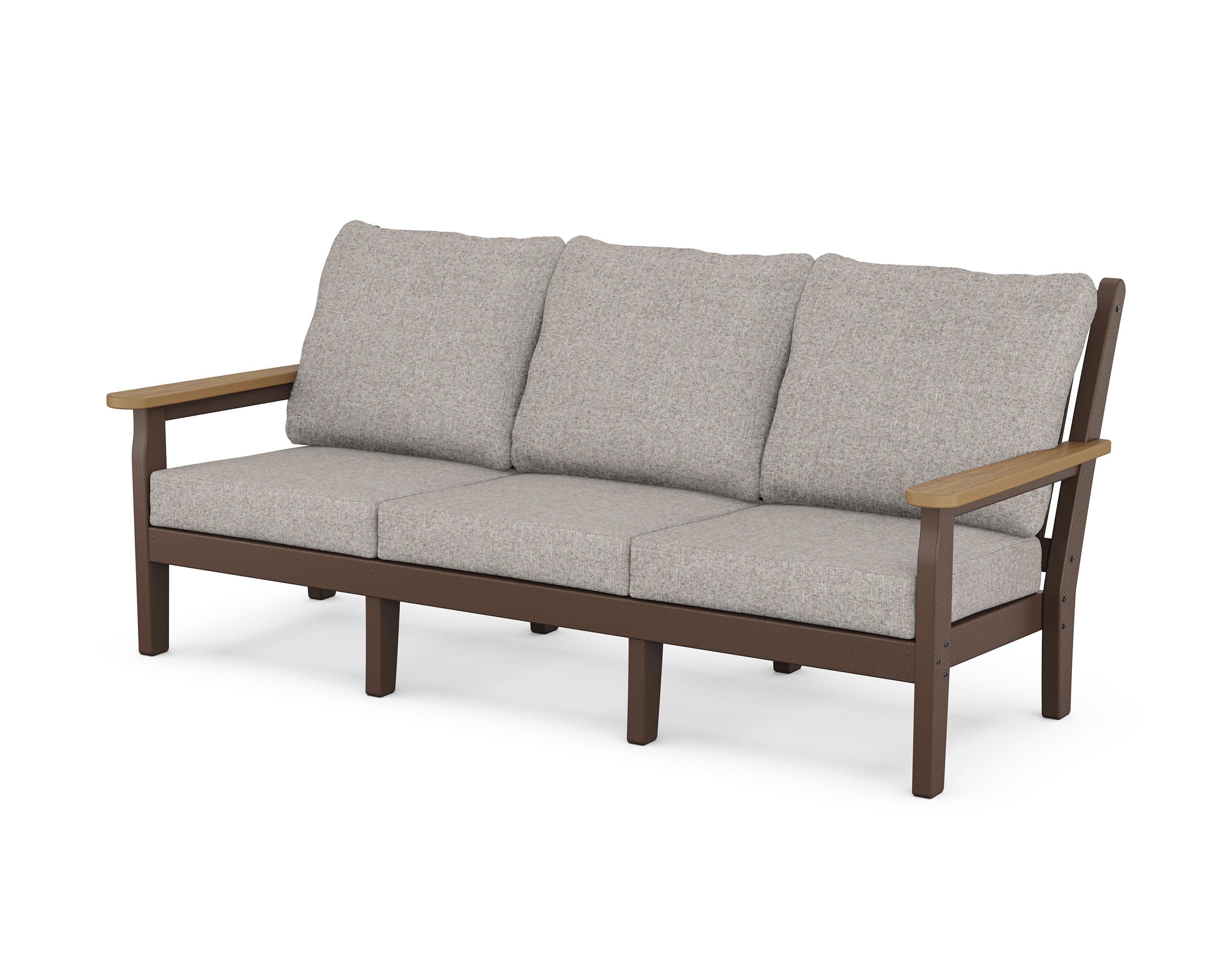 Chippendale Deep Seating Sofa in Mahogany / Natural / Weathered Tweed