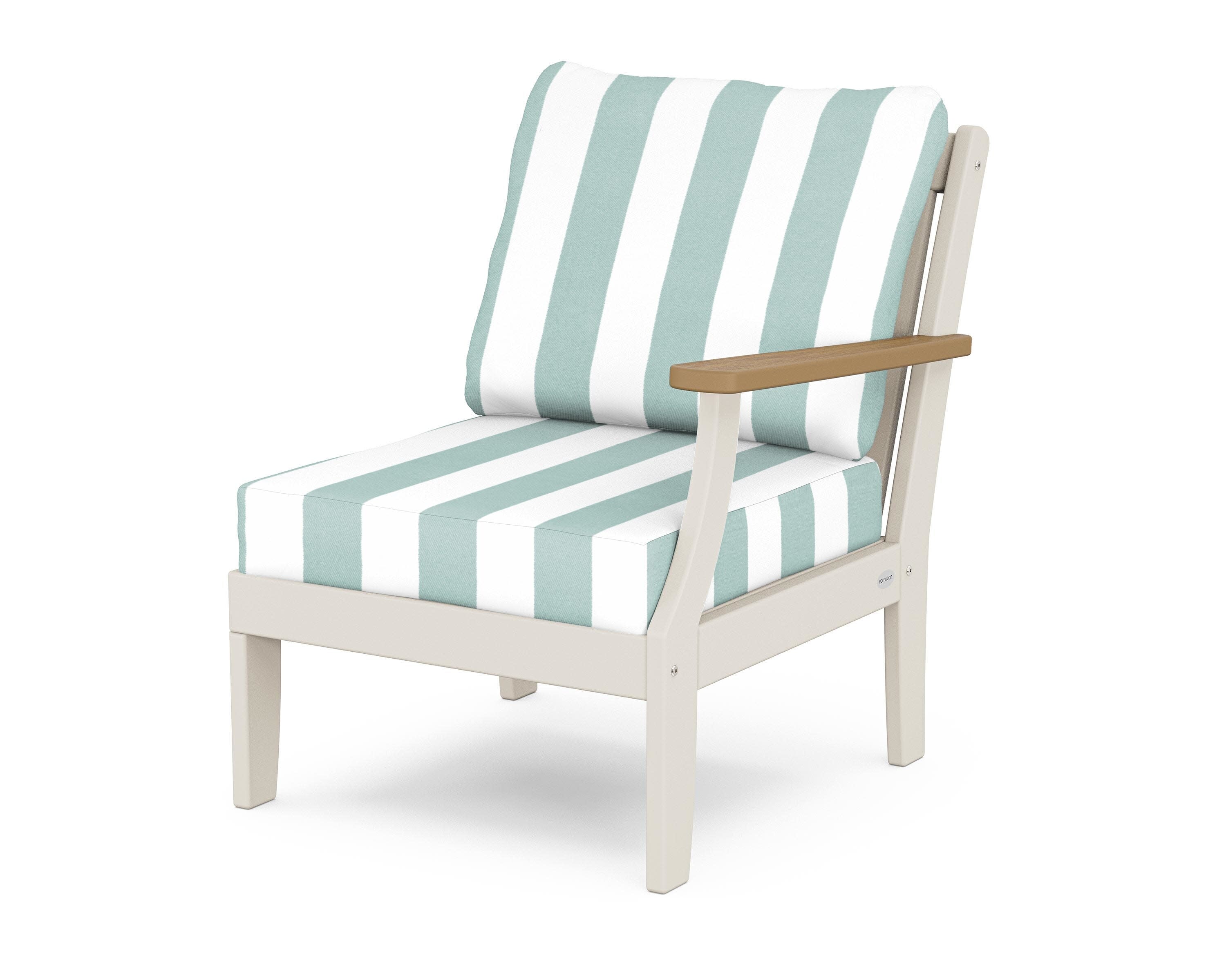 Braxton Modular Right Arm Chair in Sand / Natural / Cabana Stripe Glacier Spa