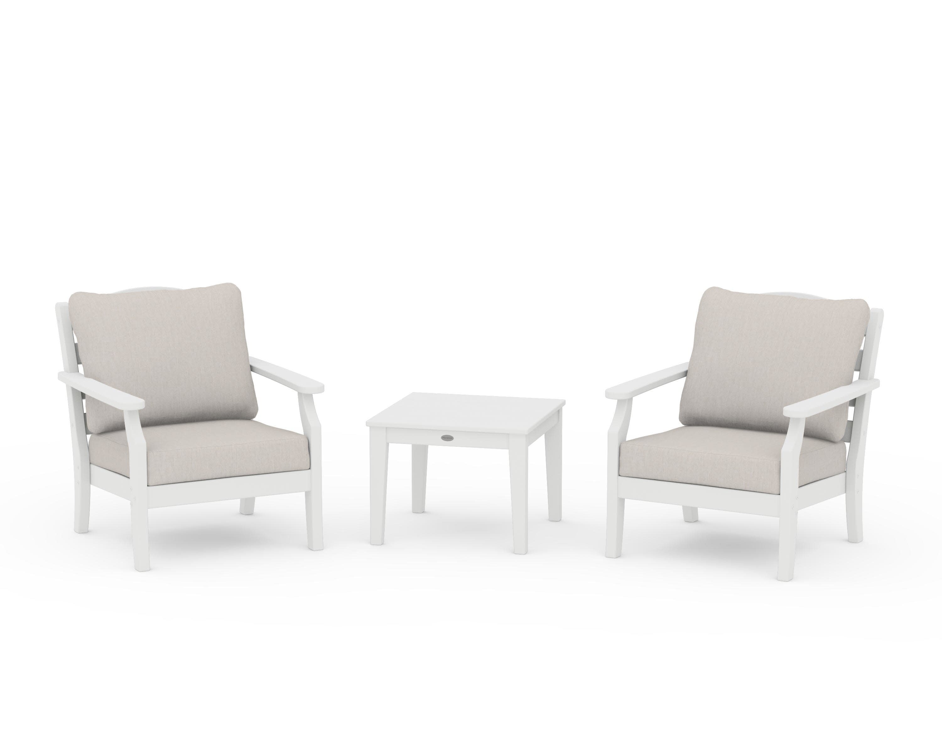 Savannah 3-Piece Deep Seating Set in White / Cast Ash