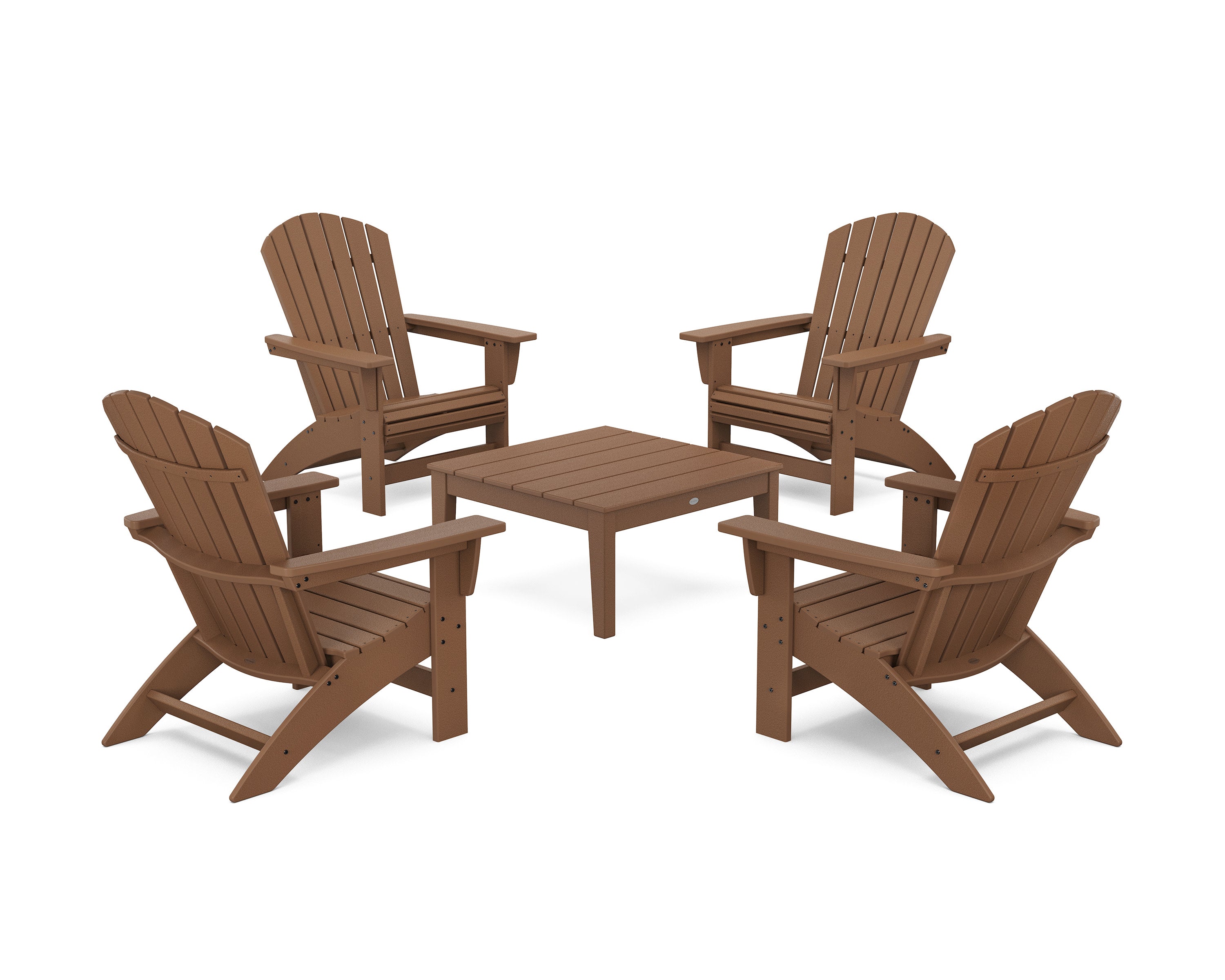 5-Piece Nautical Grand Adirondack Chair Conversation Group in Teak
