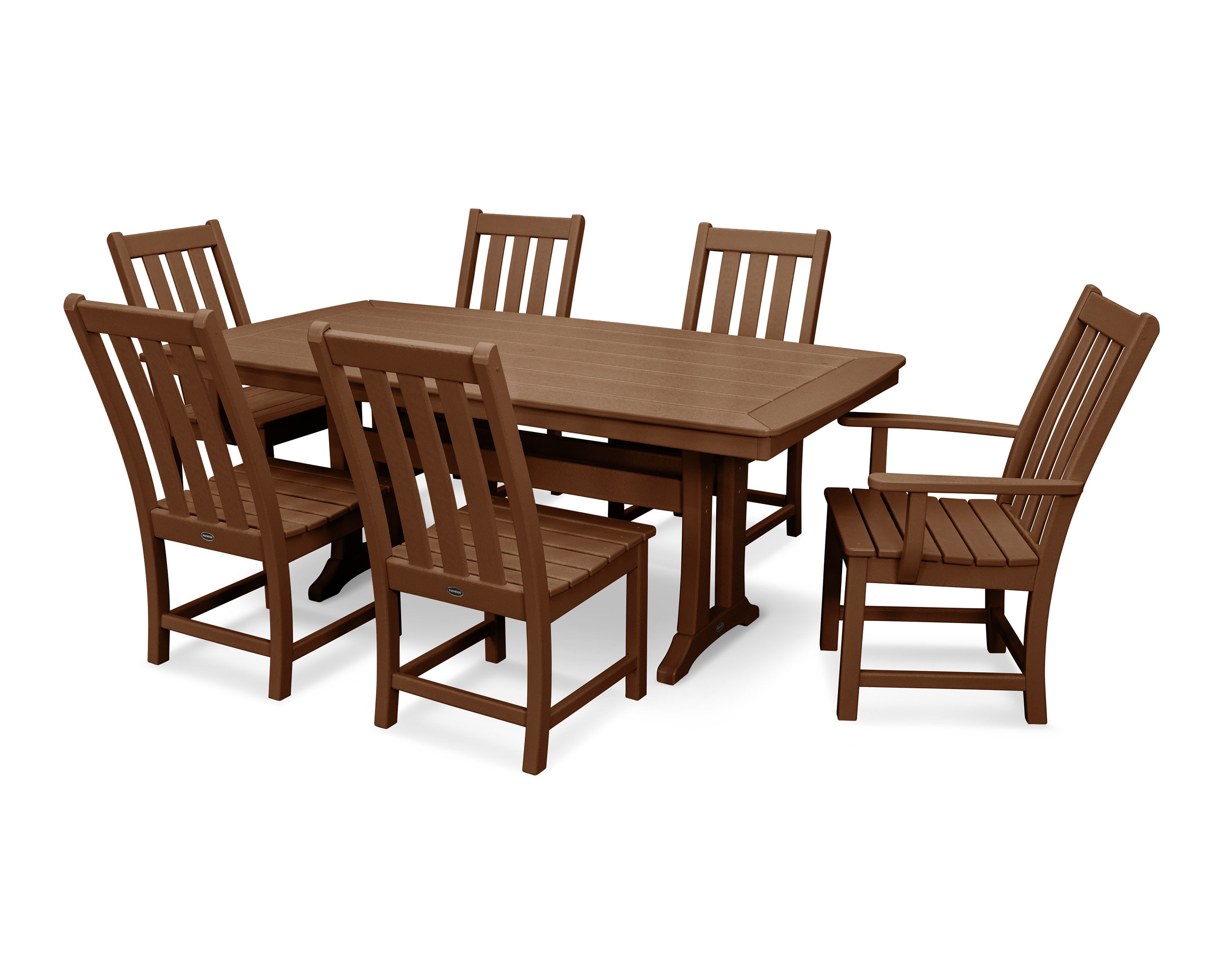 Vineyard 7-Piece Dining Set with Trestle Legs in Teak