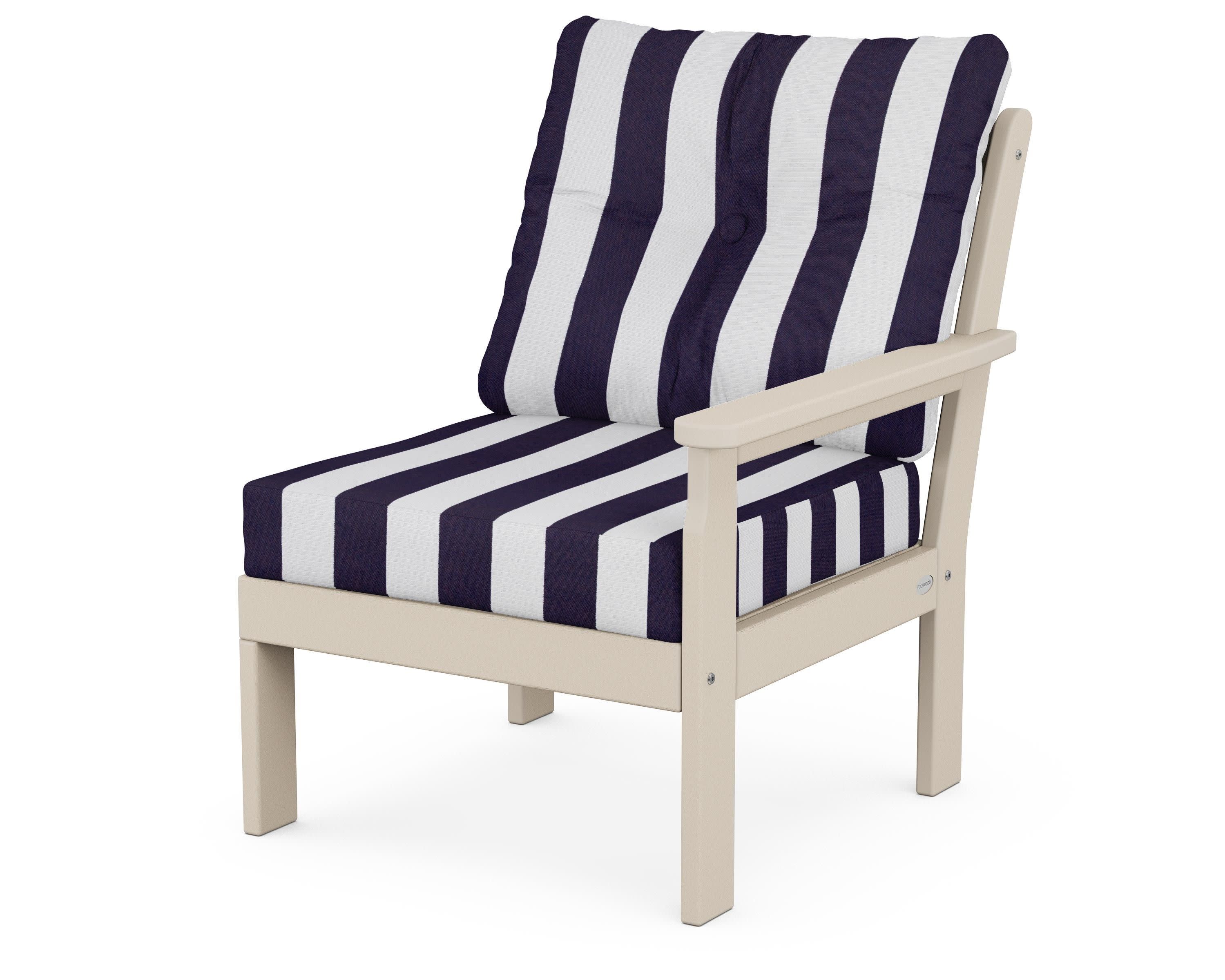 Vineyard Modular Right Arm Chair in Sand / Cabana Stripe Navy
