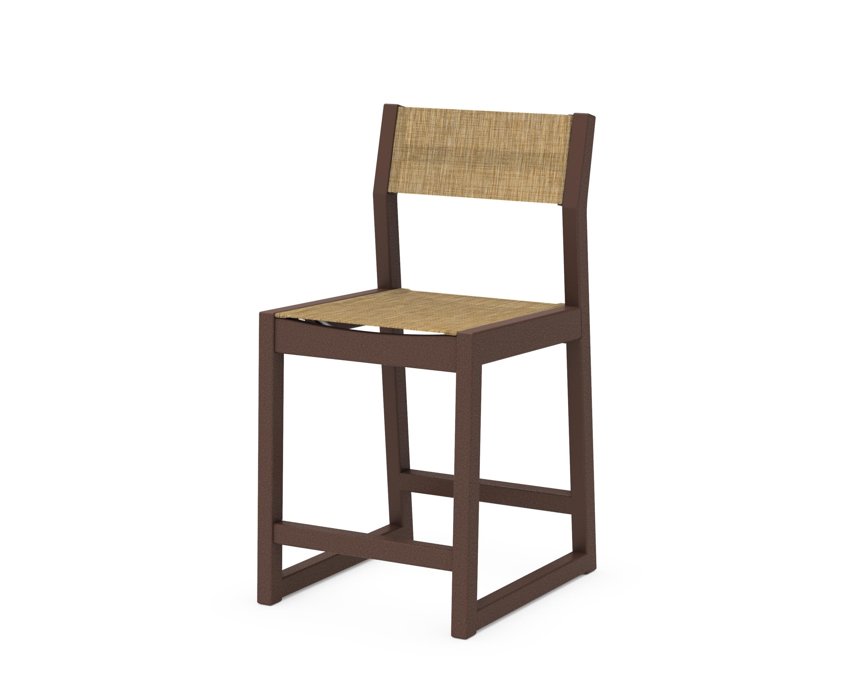 EDGE Sling Counter Side Chair in Mahogany / Burlap Sling