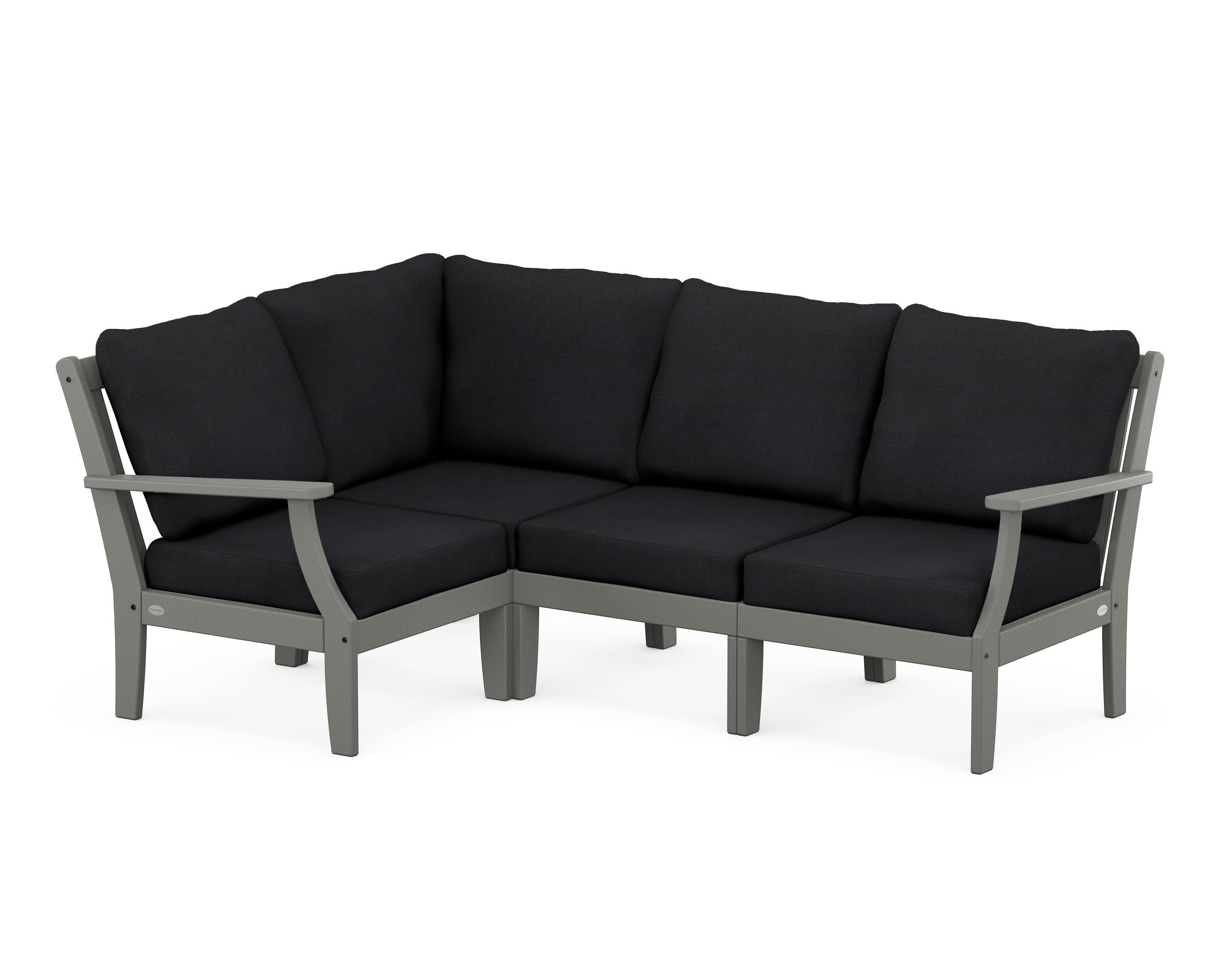 Braxton Modular 4-Piece Deep Seating Set in Slate Grey / Midnight Linen