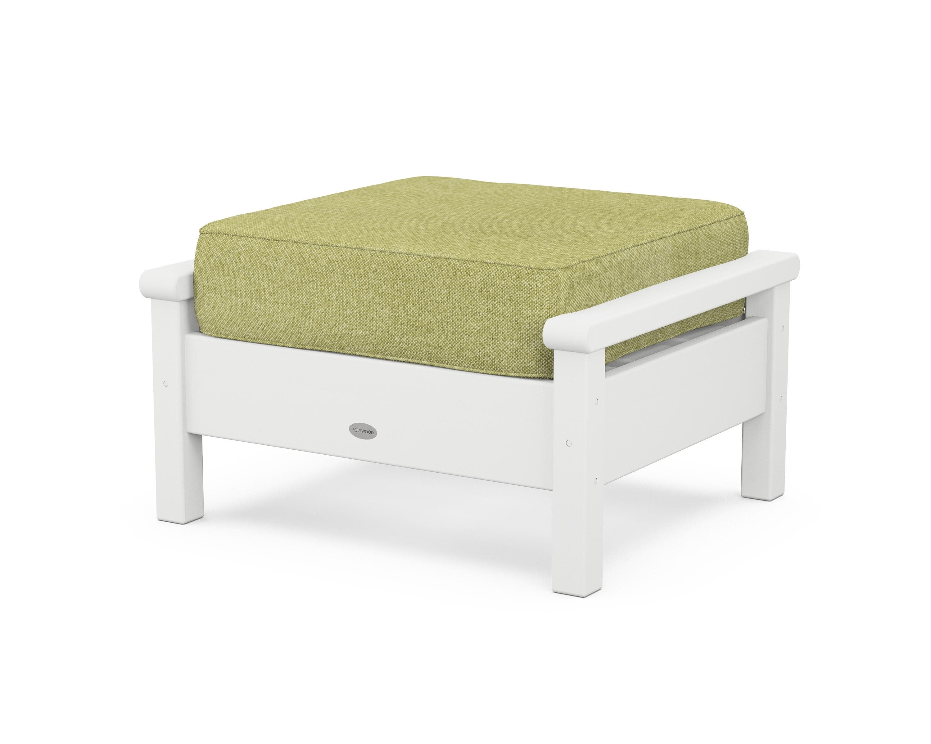 Harbour Deep Seating Ottoman in White / Chartreuse Boucle