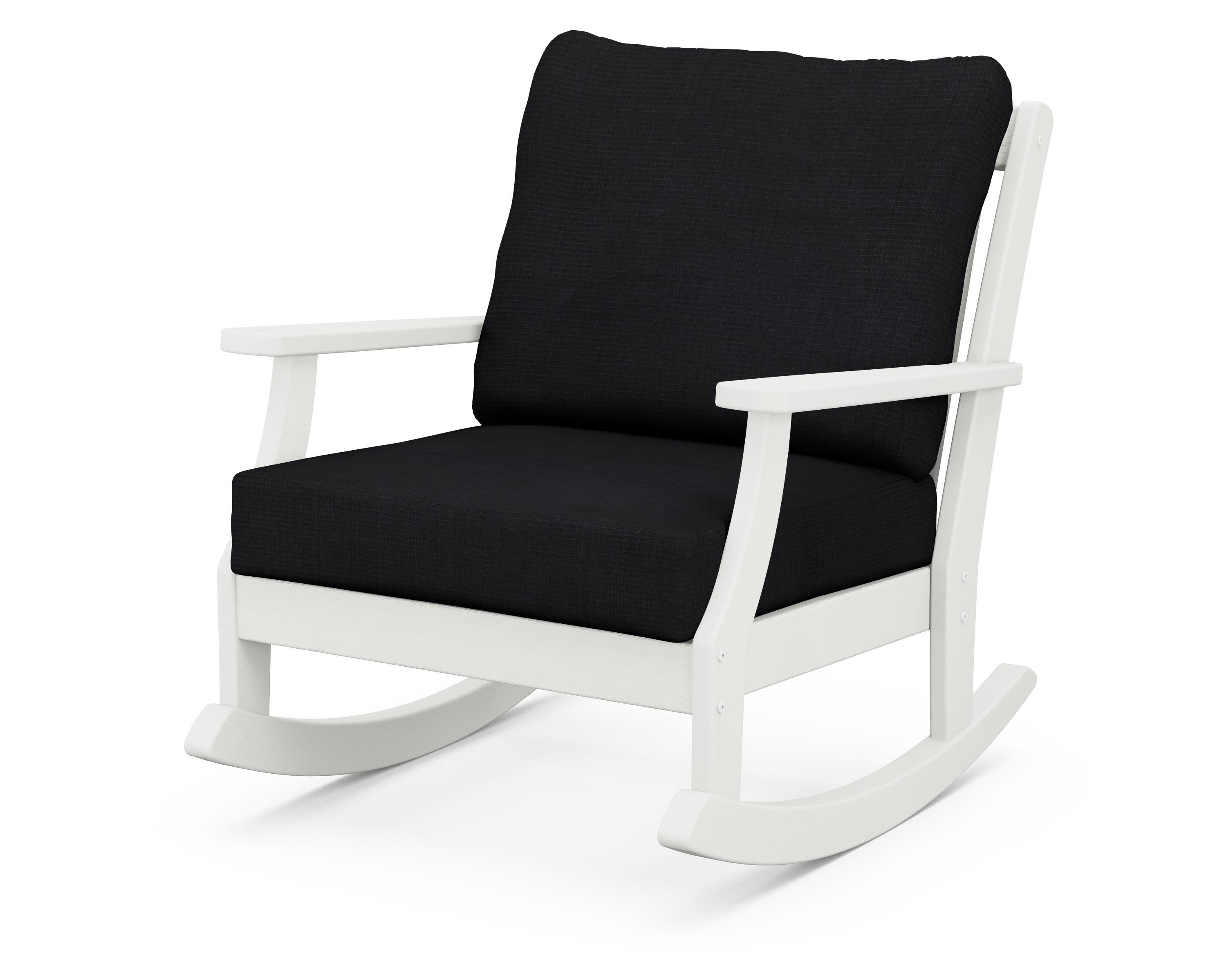 Braxton Deep Seating Rocking Chair in Vintage White / Midnight Linen