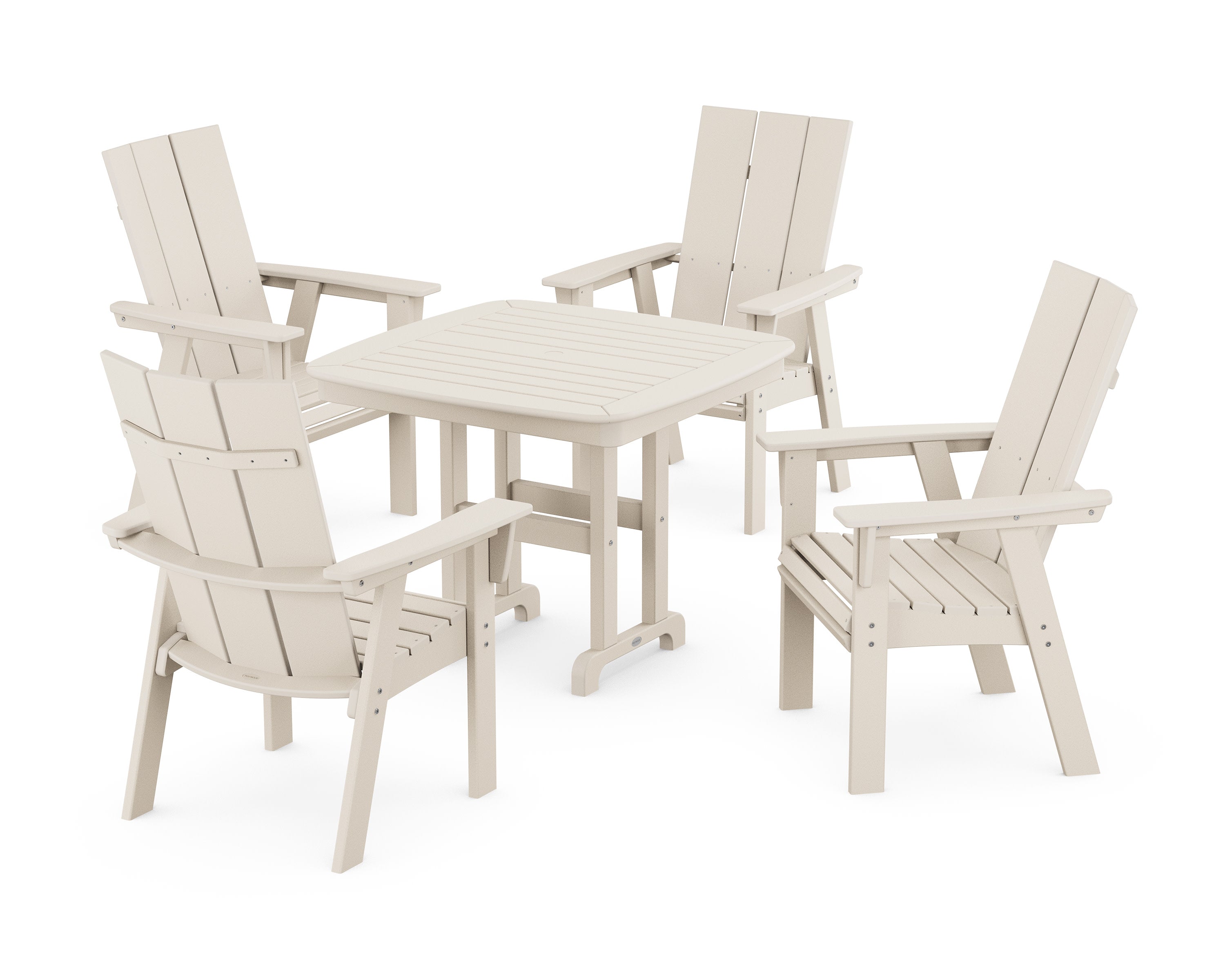 Modern Curveback Adirondack 5-Piece Dining Set in Sand