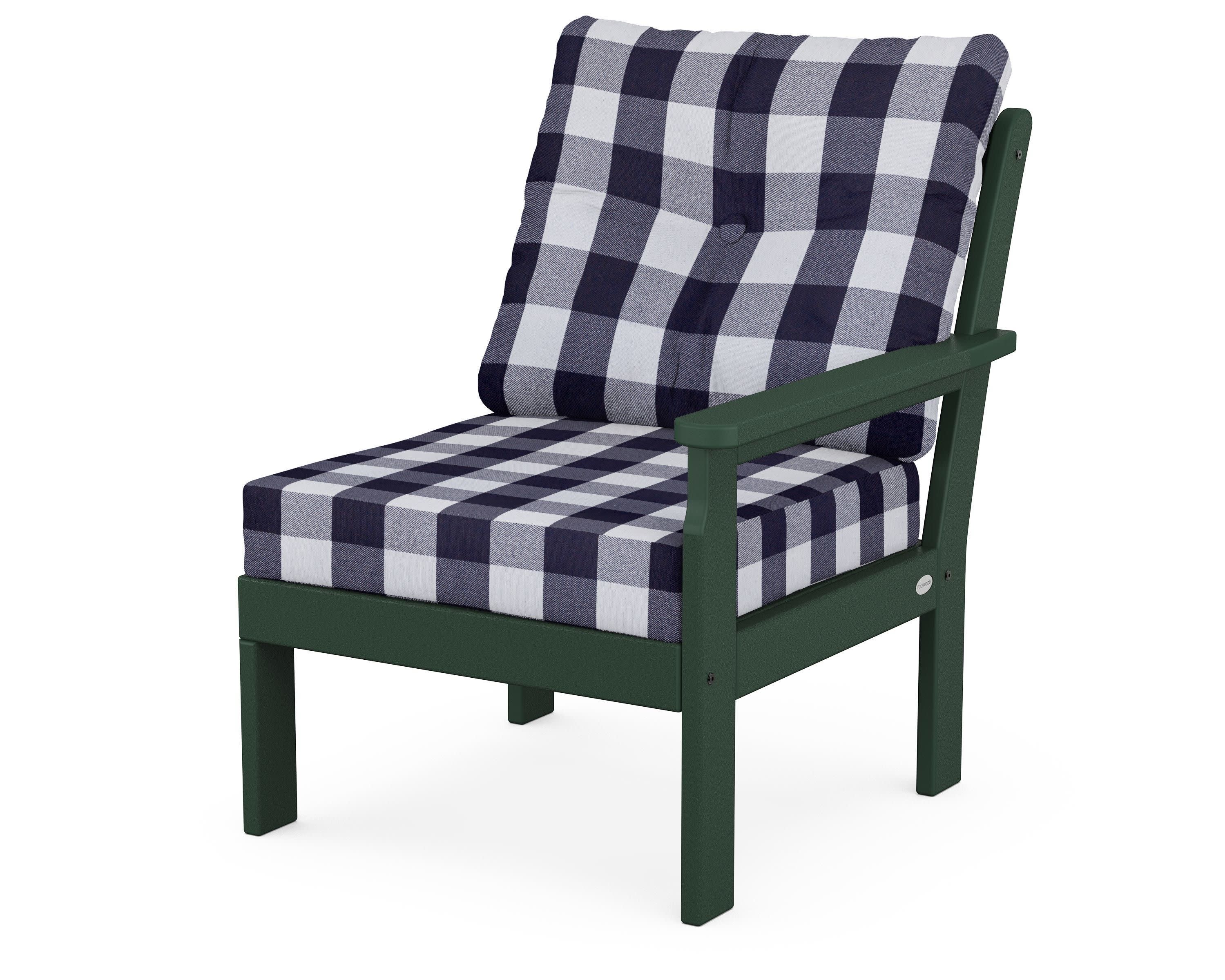 Vineyard Modular Right Arm Chair in Green / Buffalo Plaid Navy