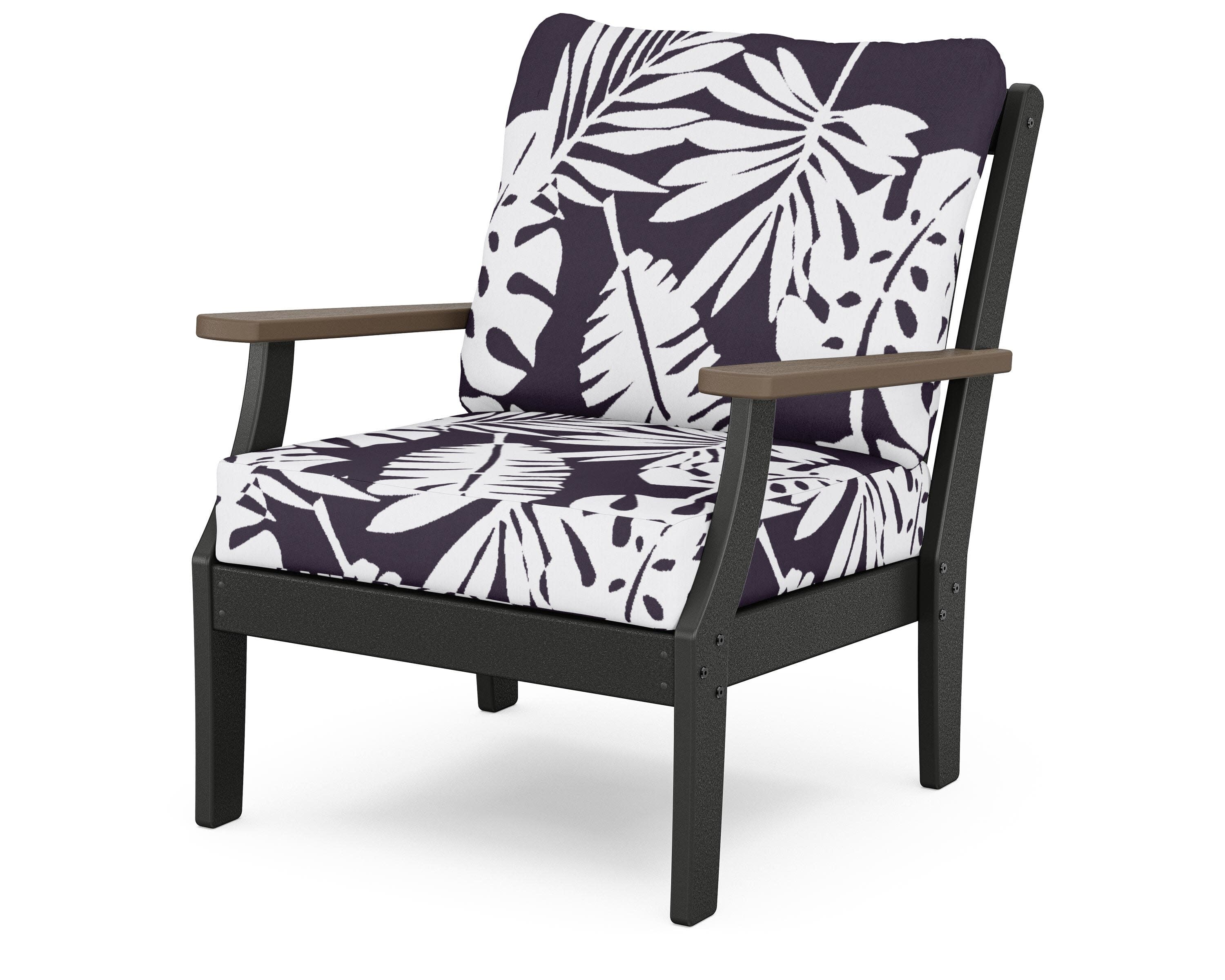 Braxton Deep Seating Chair in Black / Kona / Leaf Navy