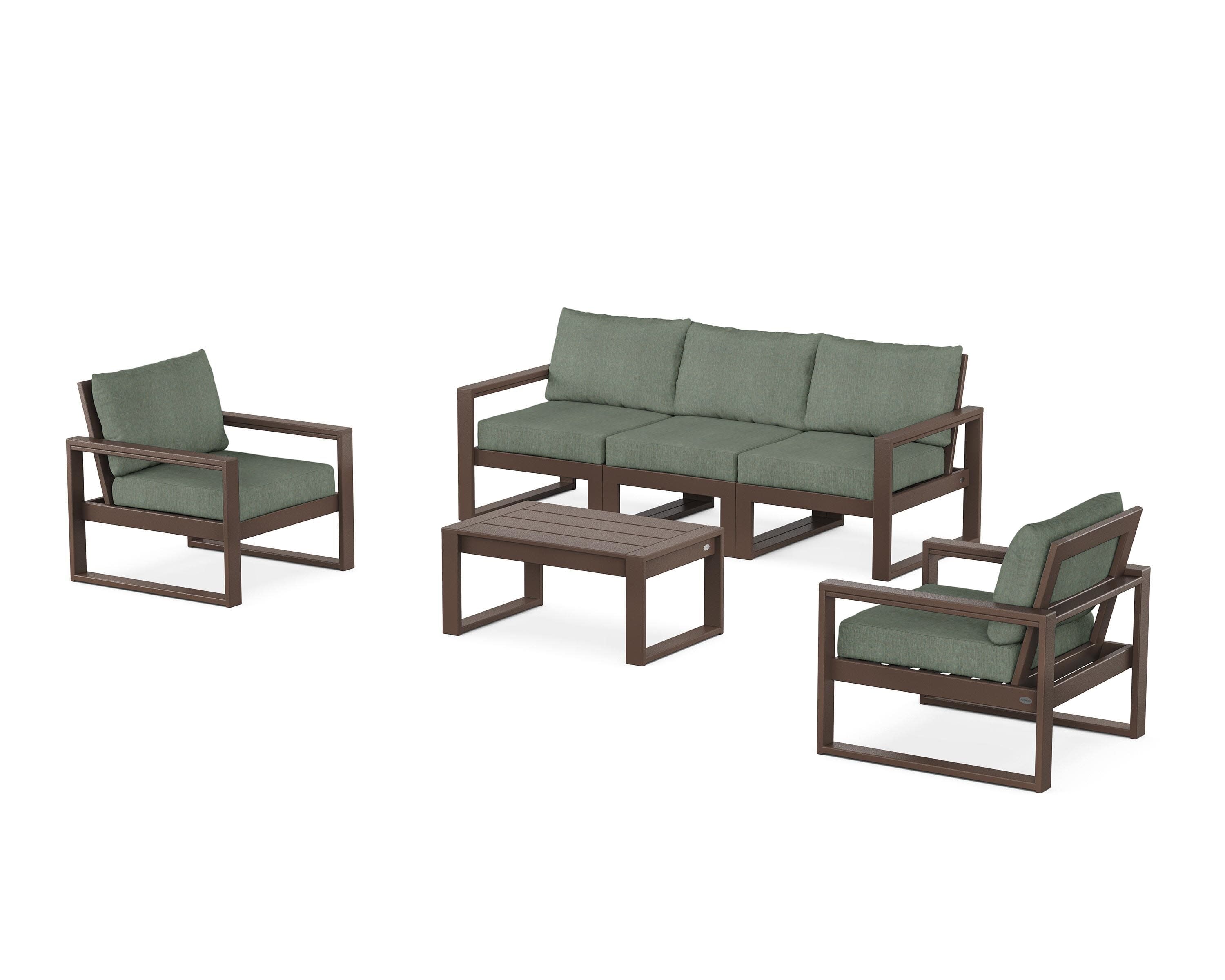 EDGE Sectional 4-Piece Deep Seating Set with Sofa in Mahogany / Cast Sage